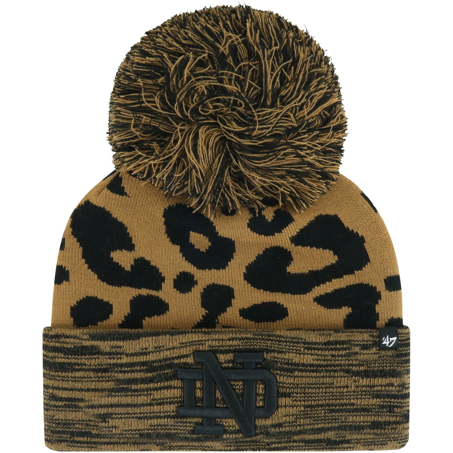 Women's '47 Brown Notre Dame Fighting Irish Rosette Cuffed Knit Hat with Pom