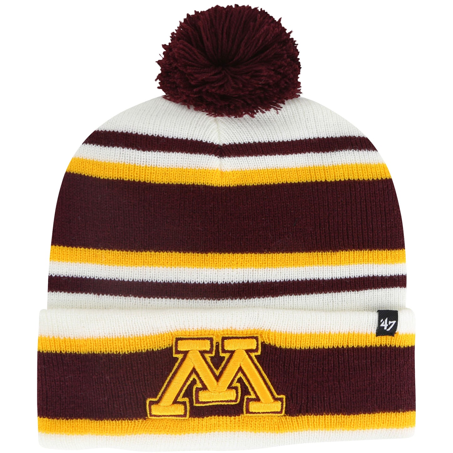 Youth '47 White Minnesota Golden Gophers Stripling Cuffed Knit Hat with Pom