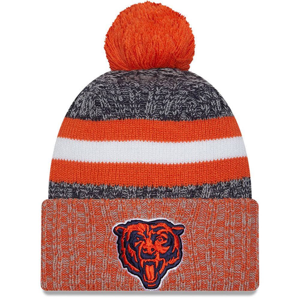 Men's New Era Navy/Orange Chicago Bears 2023 Sideline Sport Cuffed Pom Knit Hat
