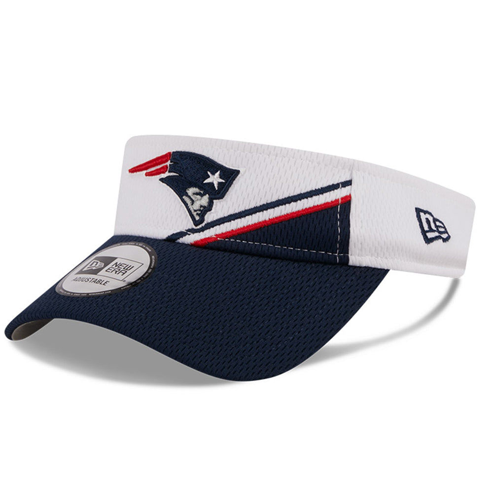 Men's New Era White/Navy New England Patriots 2023 Sideline Adjustable Visor