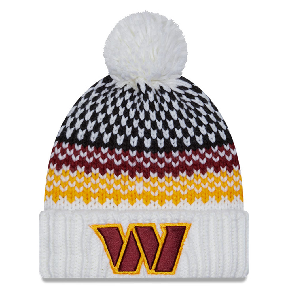 Women's New Era White Washington Commanders 2023 Sideline Cuffed Knit Hat with Pom
