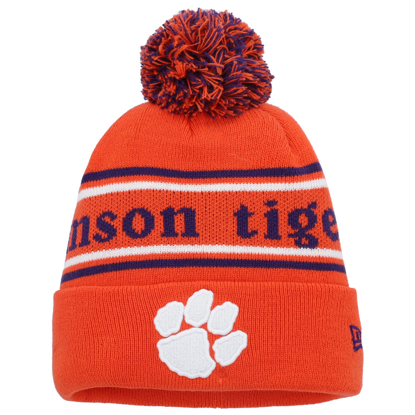 Youth New Era Orange Clemson Tigers Marquee Cuffed Knit Hat with Pom