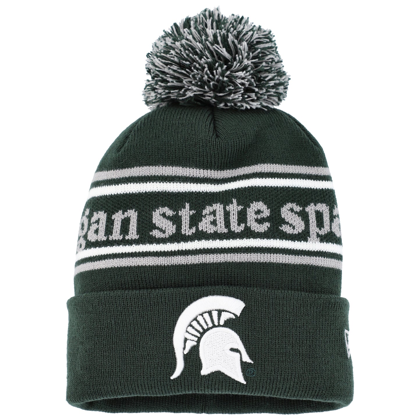 Youth New Era Green Michigan State Spartans Marquee Cuffed Knit Hat with Pom