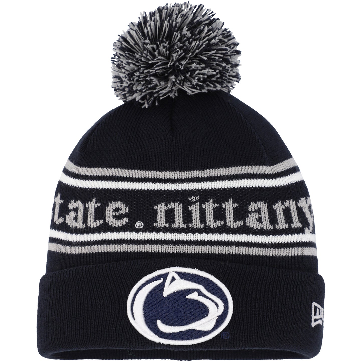 Youth New Era Navy Penn State Nittany Lions Marquee Cuffed Knit Hat with Pom