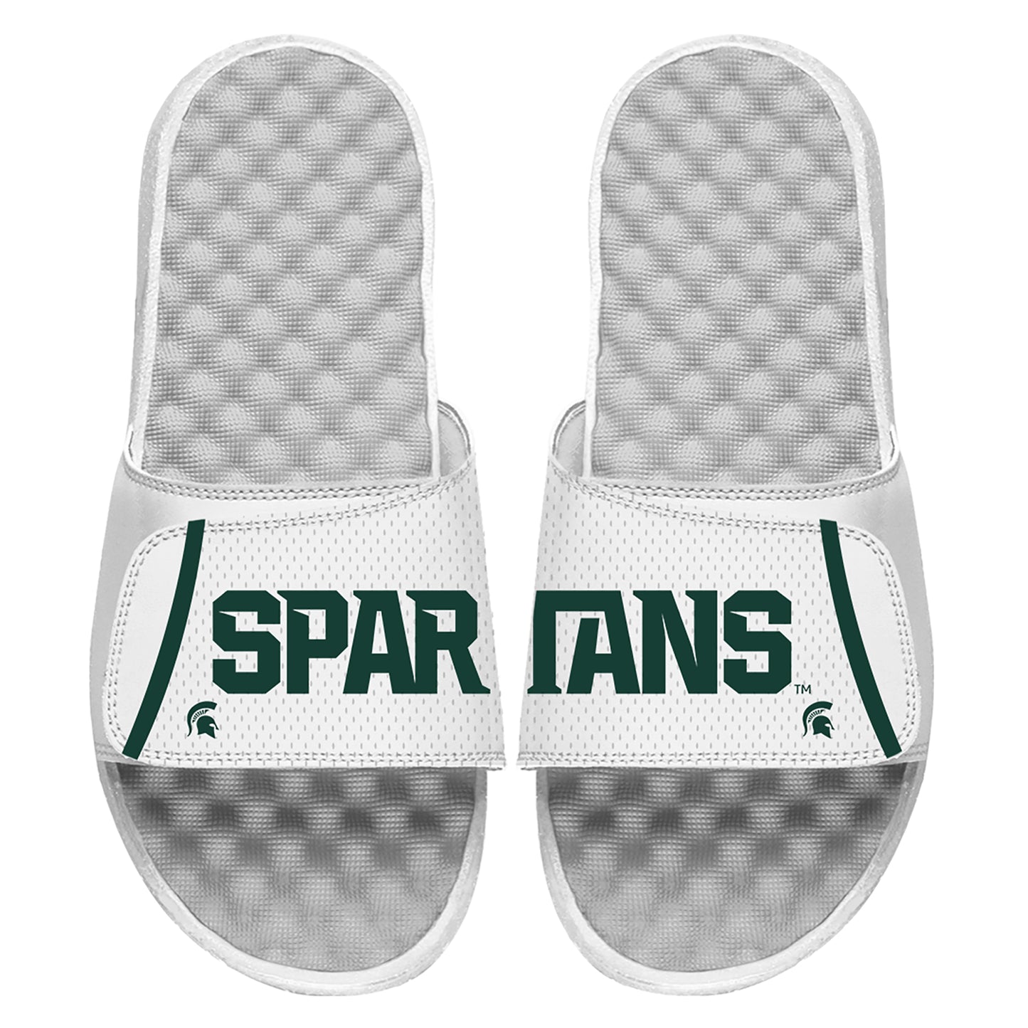 Youth ISlide White Michigan State Spartans Basketball Jersey Pack Slide Sandals