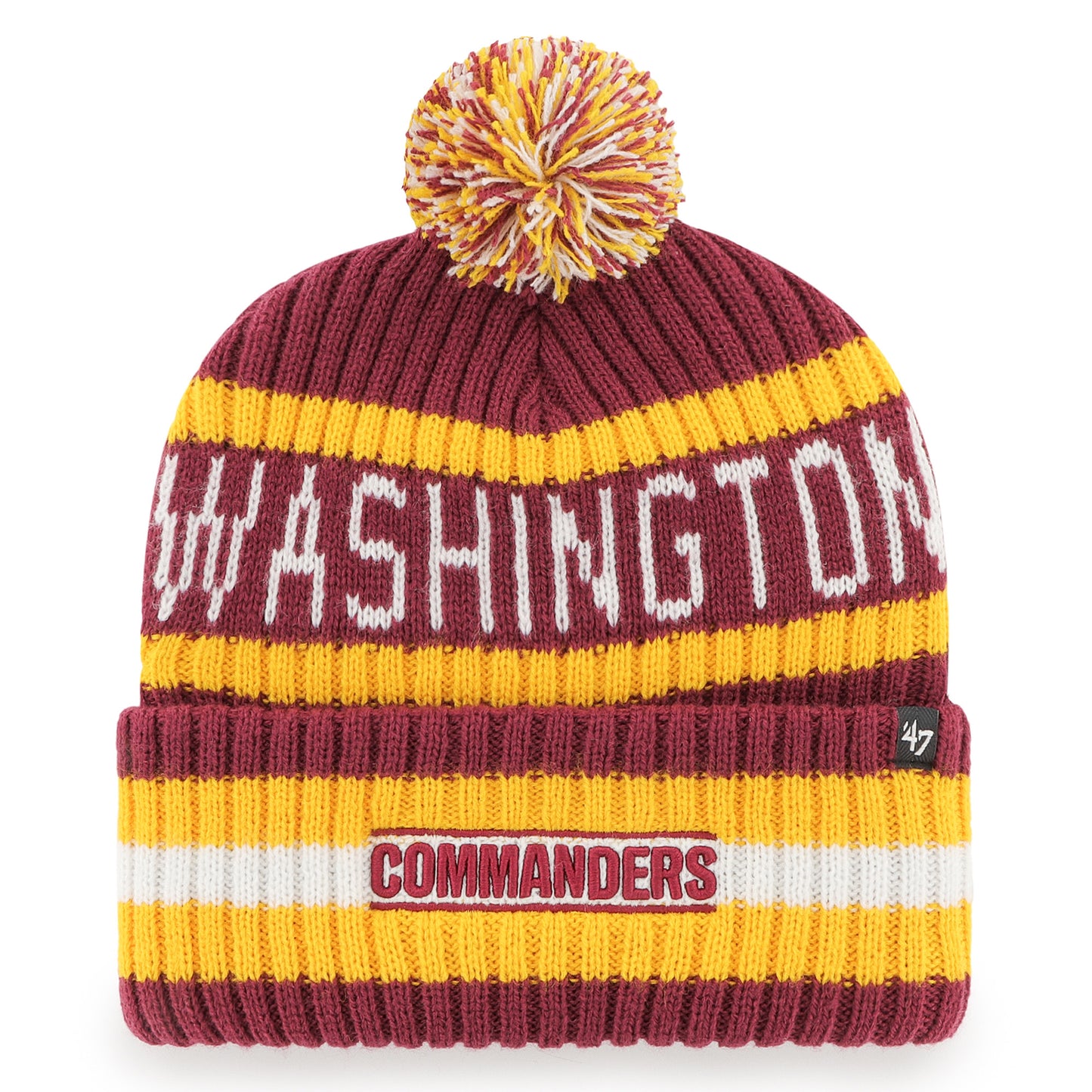 Men's '47 Burgundy Washington Commanders Bering Cuffed Knit Hat with Pom