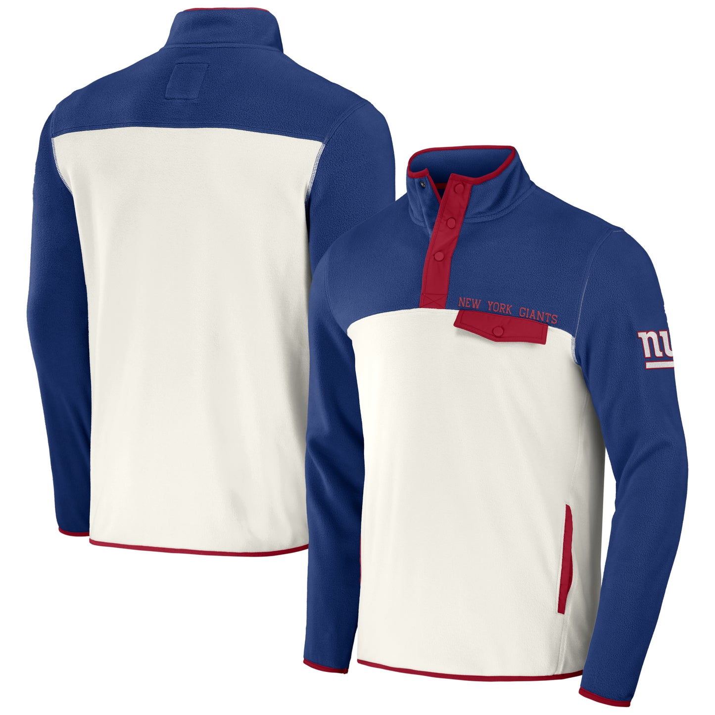 Men's NFL x Darius Rucker Collection by Fanatics Royal/Cream New York Giants Micro Fleece Quarter-Snap Jacket