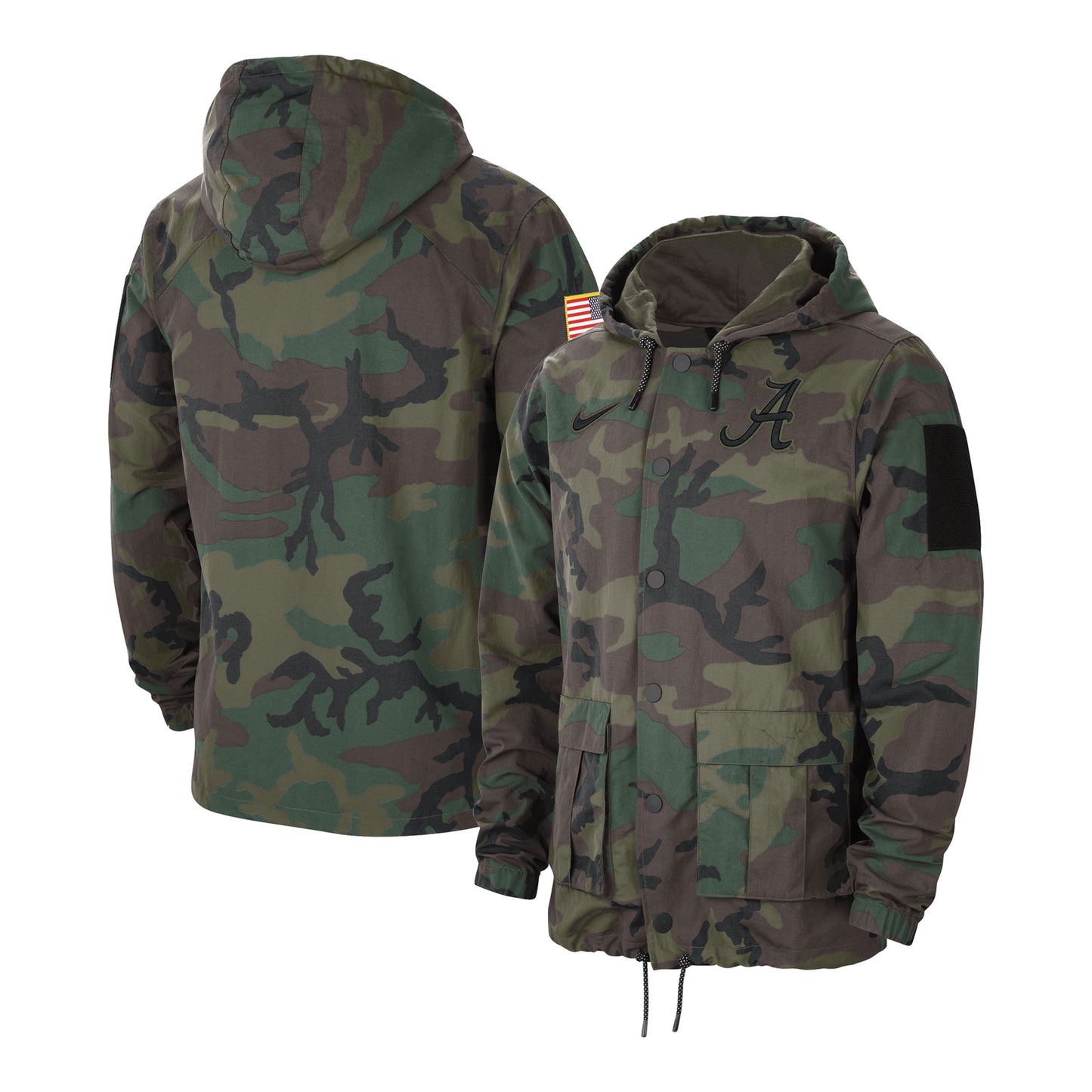 Men's Nike Camo Alabama Crimson Tide Military Pack Lightweight Hoodie Performance Full-Snap Jacket