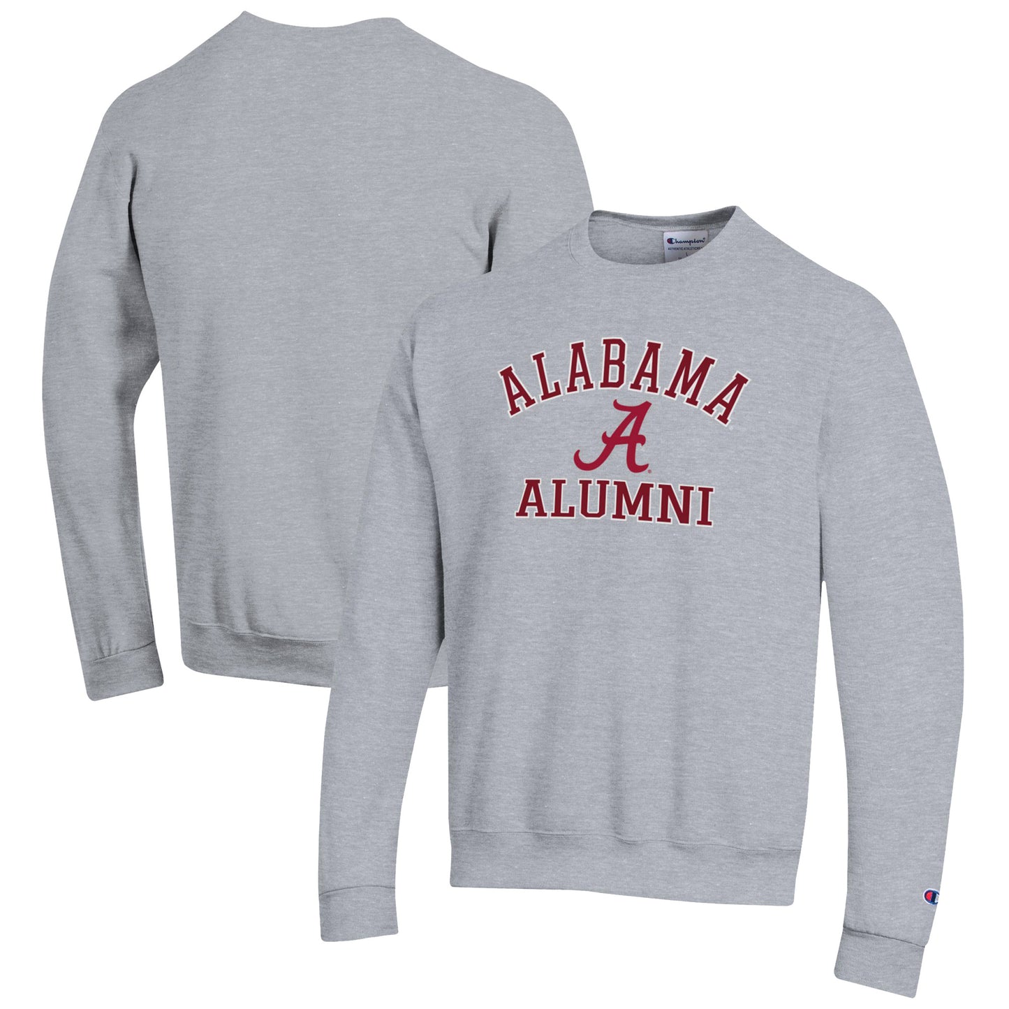 Men's Champion Gray Alabama Crimson Tide Alumni Logo Arch Pullover Sweatshirt