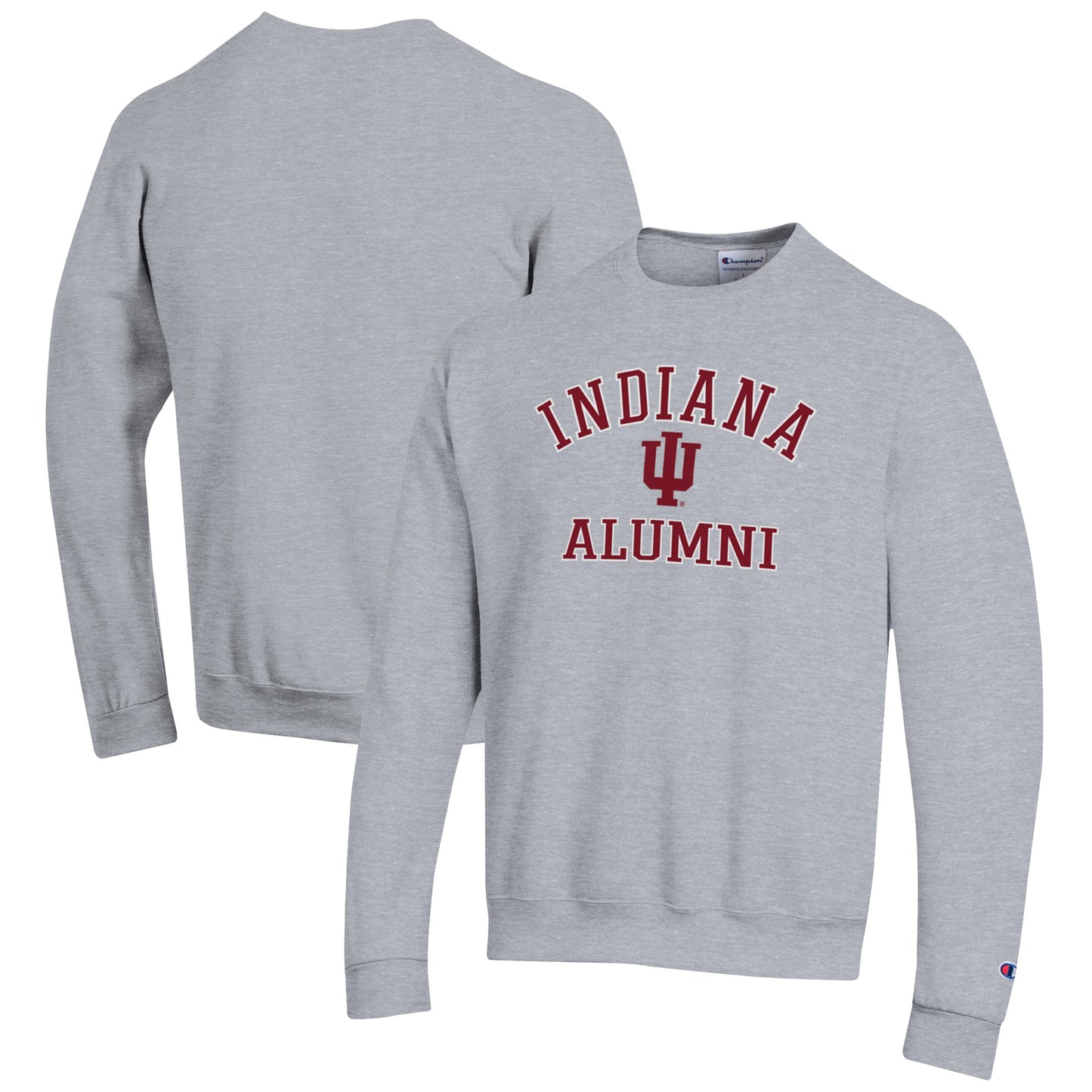 Men's Champion Gray Indiana Hoosiers Alumni Logo Arch Pullover Sweatshirt
