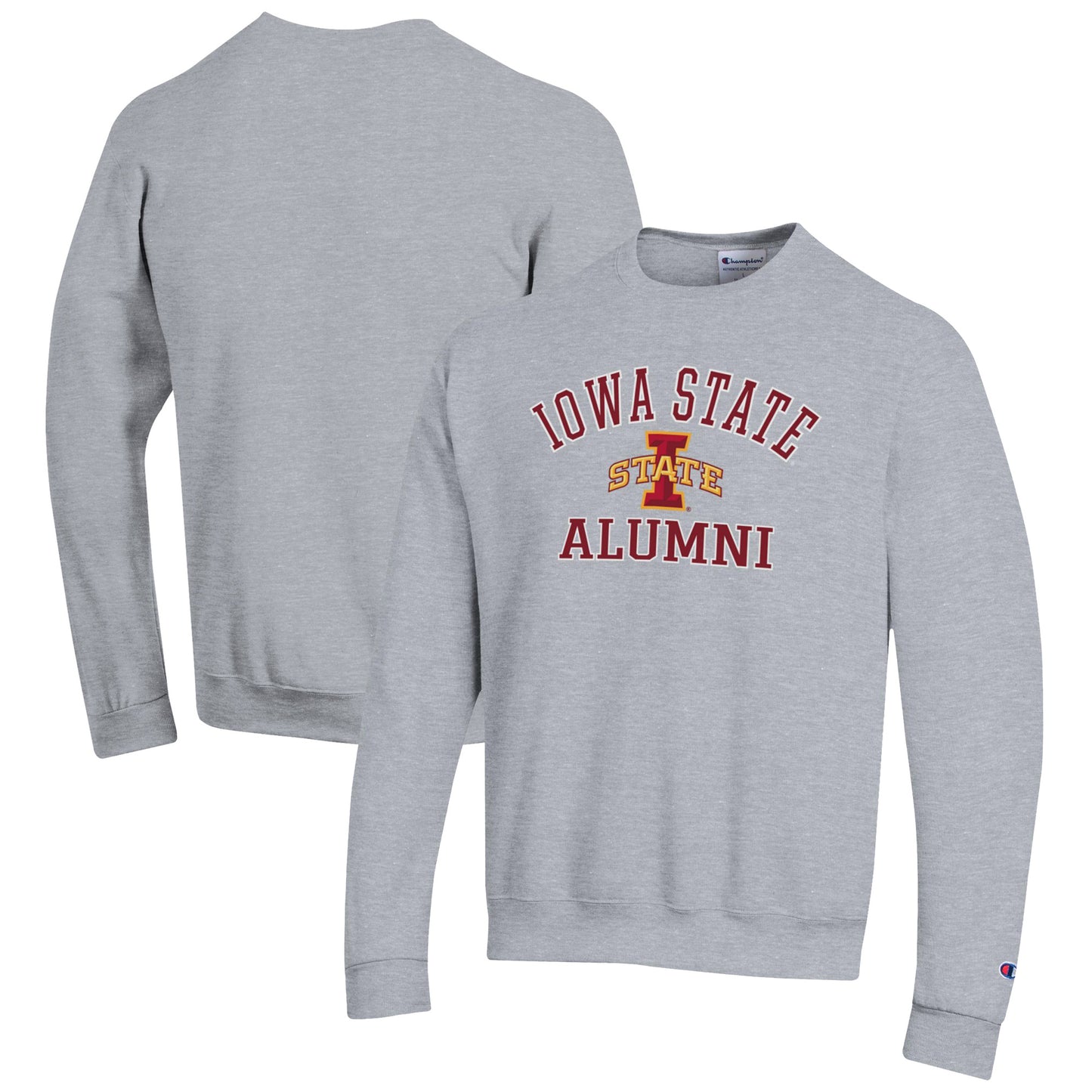 Men's Champion Gray Iowa State Cyclones Alumni Logo Arch Pullover Sweatshirt