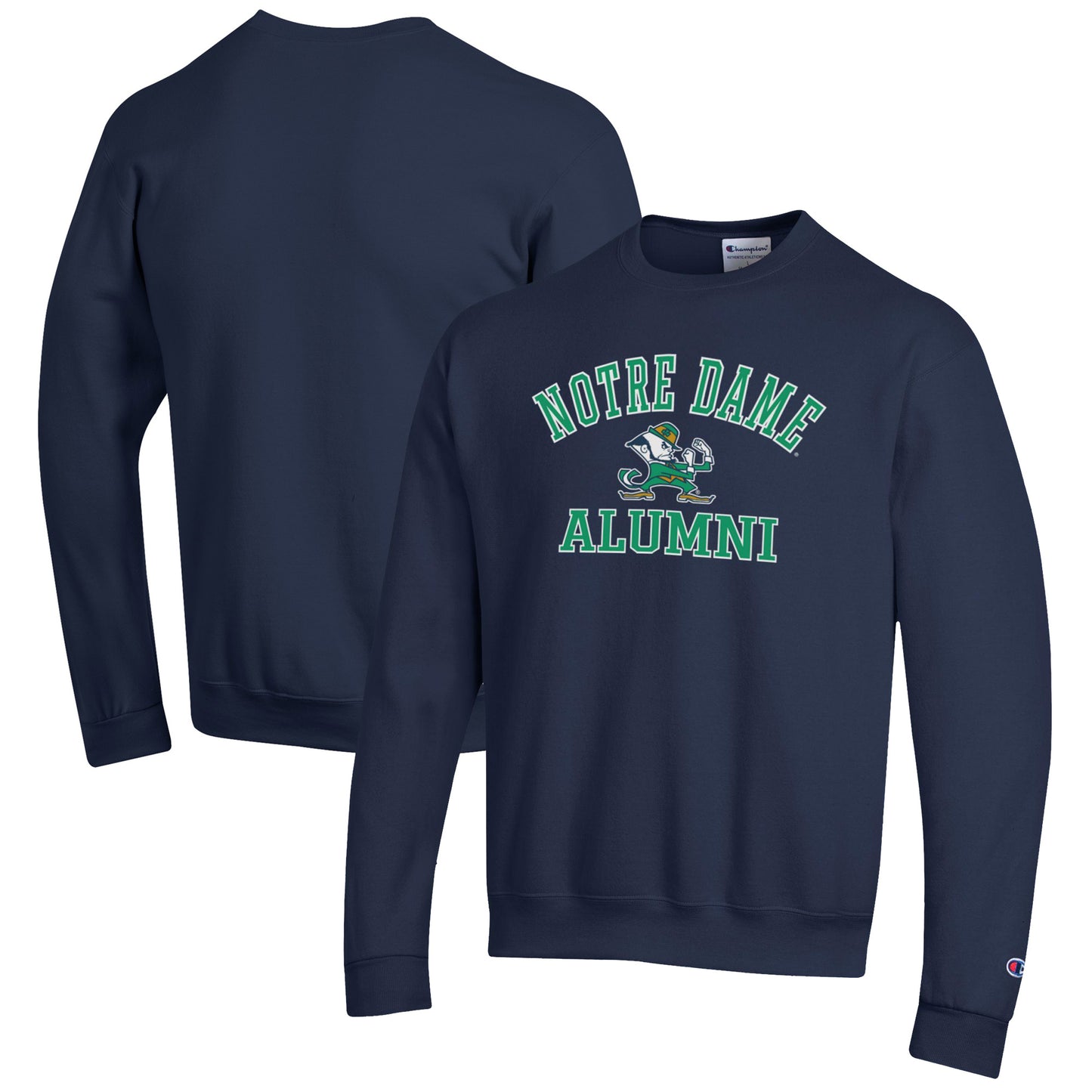 Men's Champion Navy Notre Dame Fighting Irish Alumni Logo Arch Pullover Sweatshirt