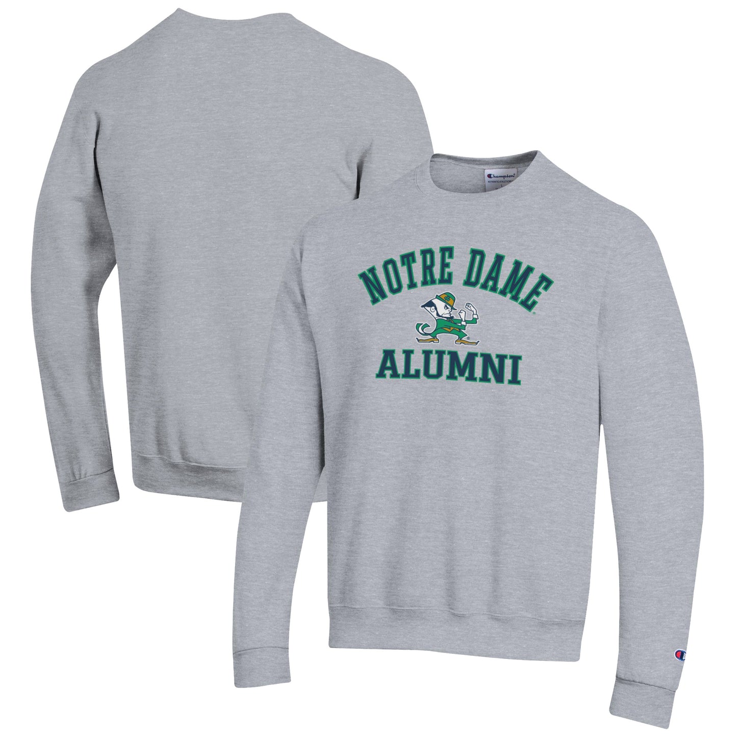 Men's Champion Gray Notre Dame Fighting Irish Alumni Logo Arch Pullover Sweatshirt