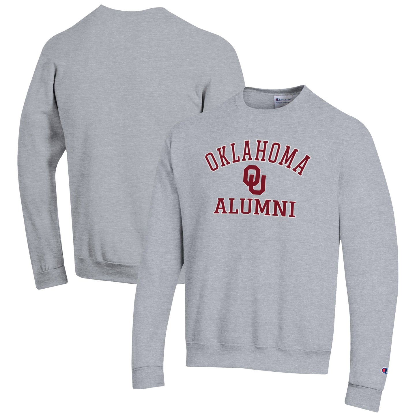 Men's Champion Gray Oklahoma Sooners Alumni Logo Arch Pullover Sweatshirt