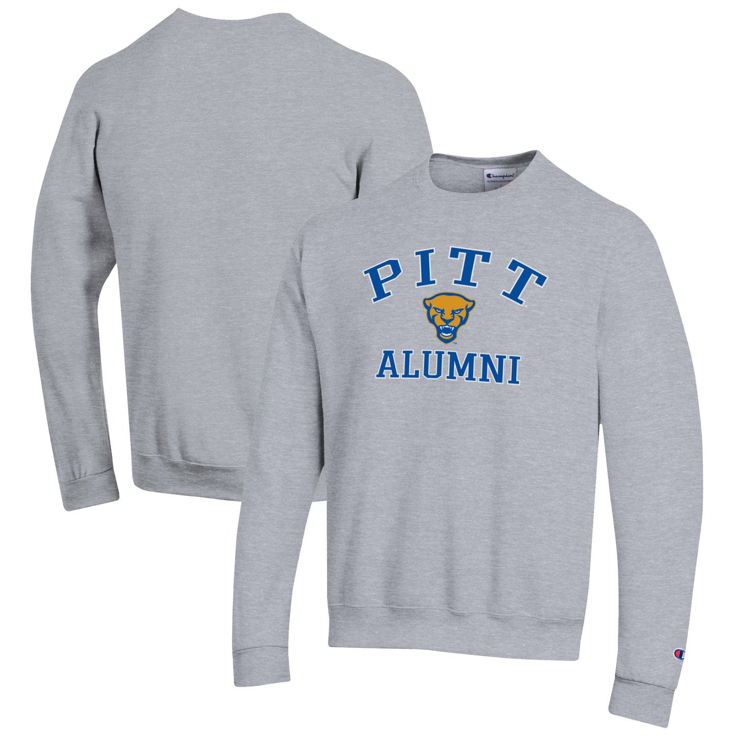 Men's Champion Gray Pitt Panthers Alumni Logo Arch Pullover Sweatshirt