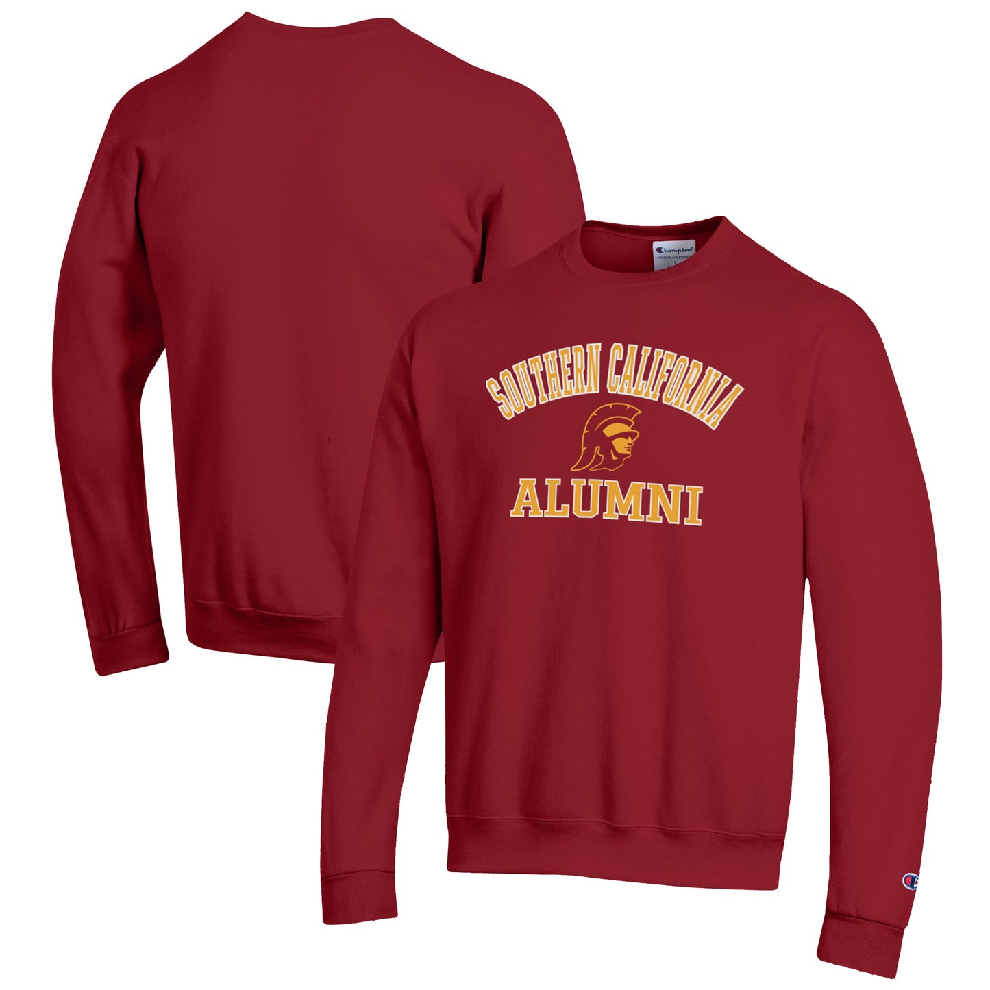 Men's Champion Cardinal USC Trojans Alumni Logo Arch Pullover Sweatshirt