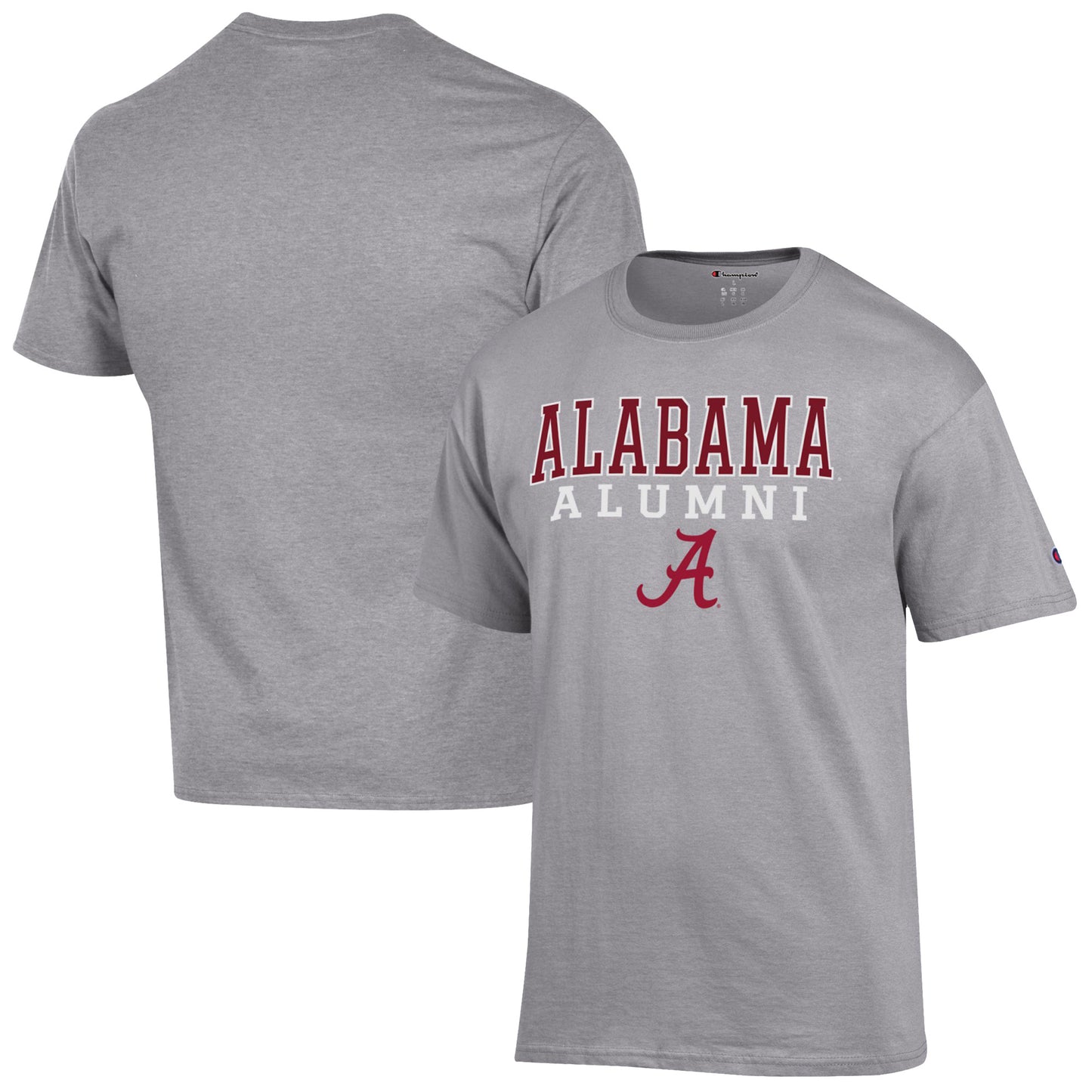 Men's Champion Gray Alabama Crimson Tide Alumni Logo Stack T-Shirt