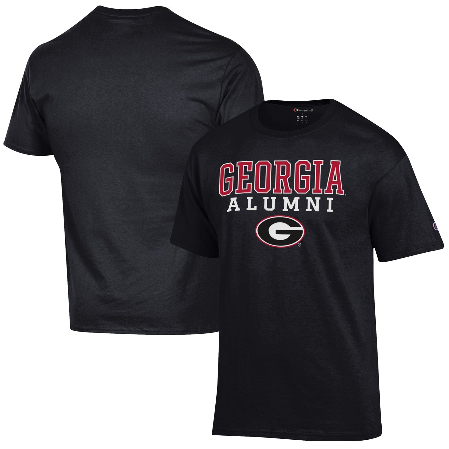 Men's Champion Black Georgia Bulldogs Alumni Logo Stack T-Shirt