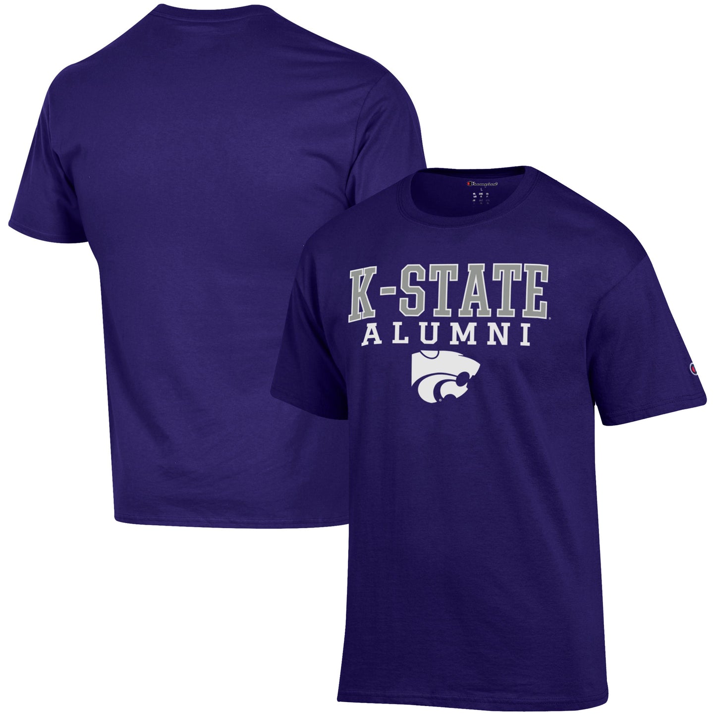 Men's Champion Purple Kansas State Wildcats Alumni Logo Stack T-Shirt