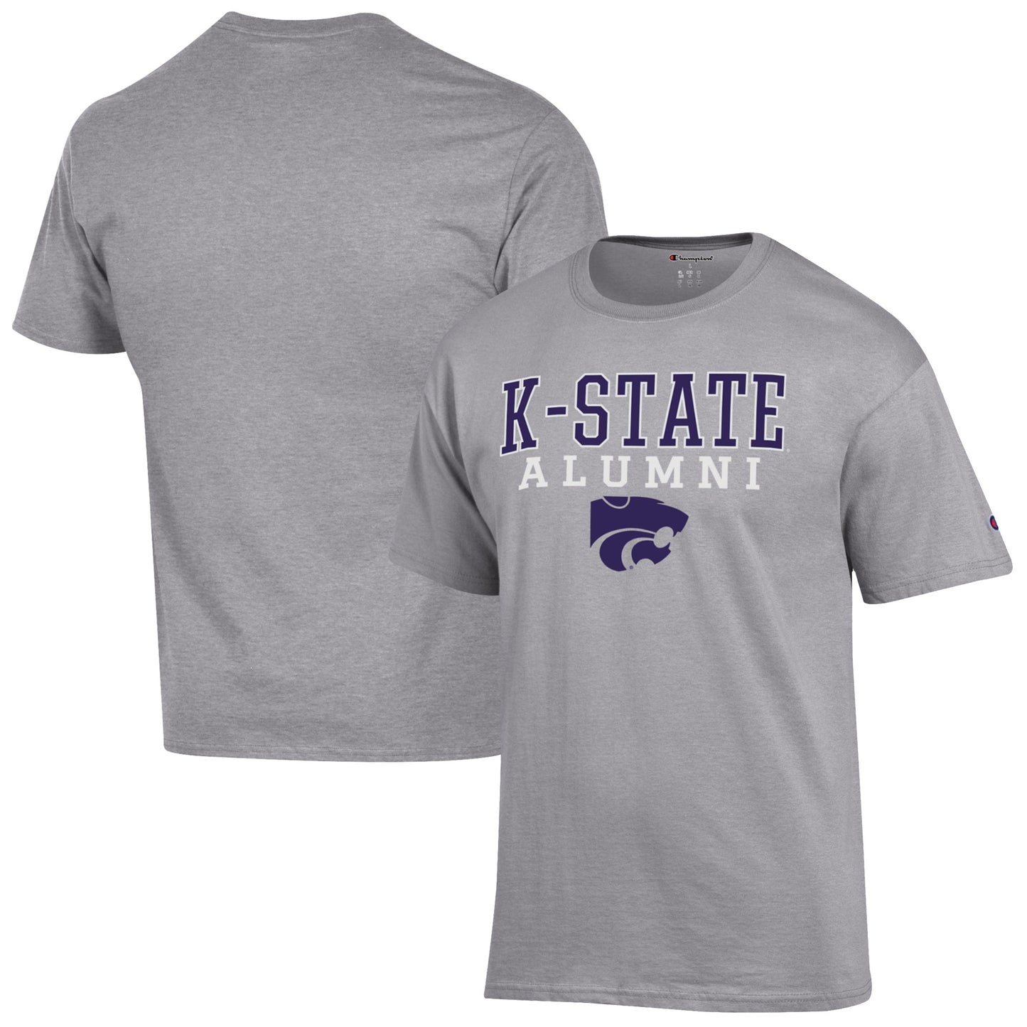 Men's Champion Gray Kansas State Wildcats Alumni Logo Stack T-Shirt