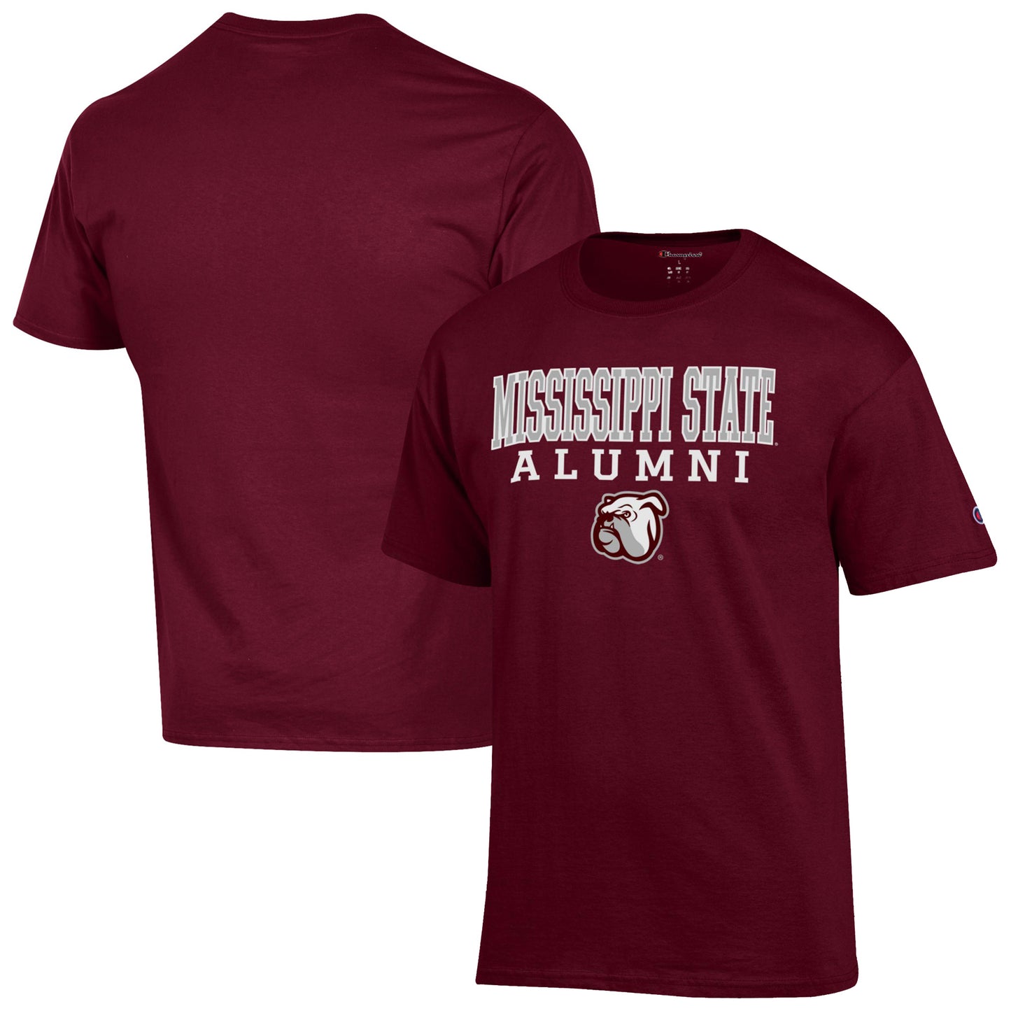 Men's Champion Maroon Mississippi State Bulldogs Alumni Logo Stack T-Shirt