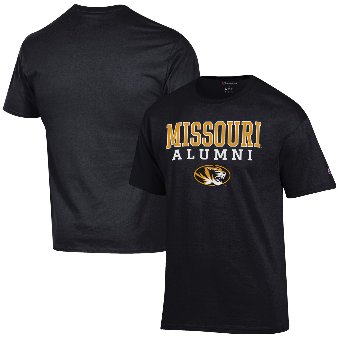 Men's Champion Black Missouri Tigers Alumni Logo Stack T-Shirt