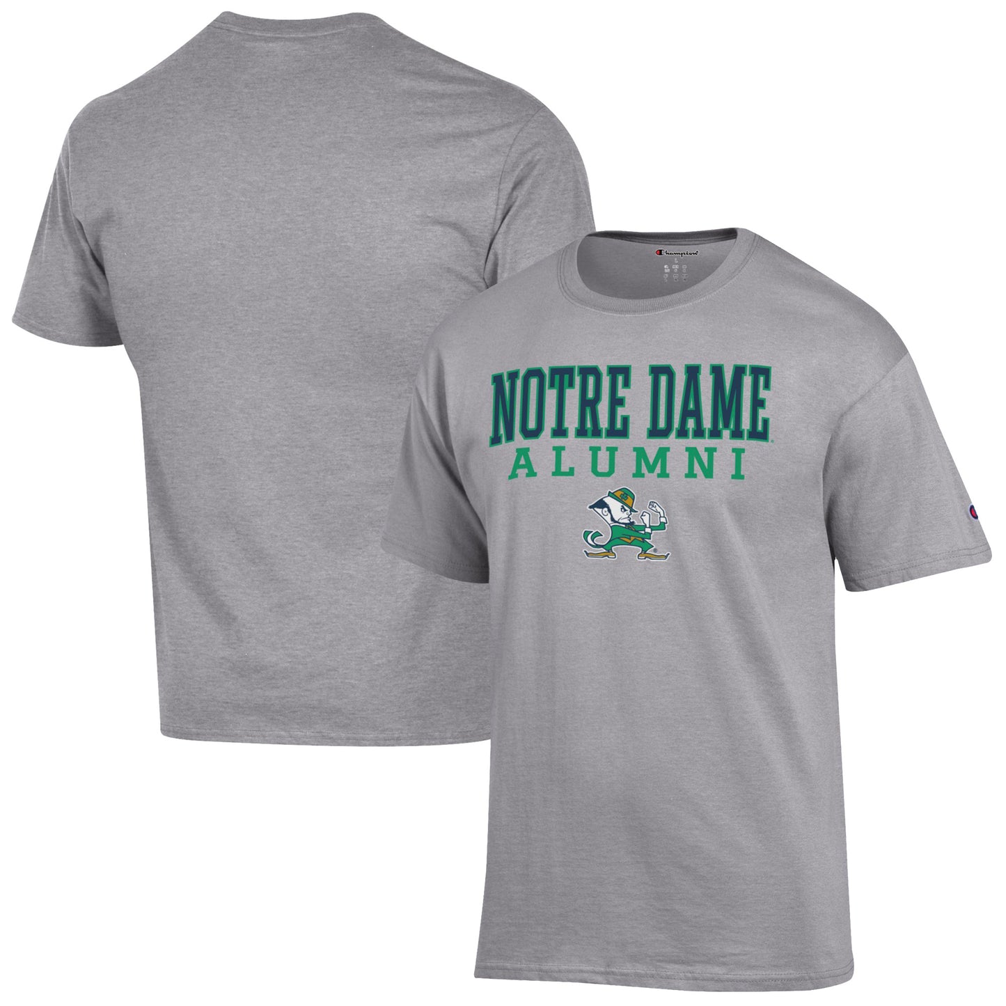 Men's Champion Gray Notre Dame Fighting Irish Alumni Logo Stack T-Shirt