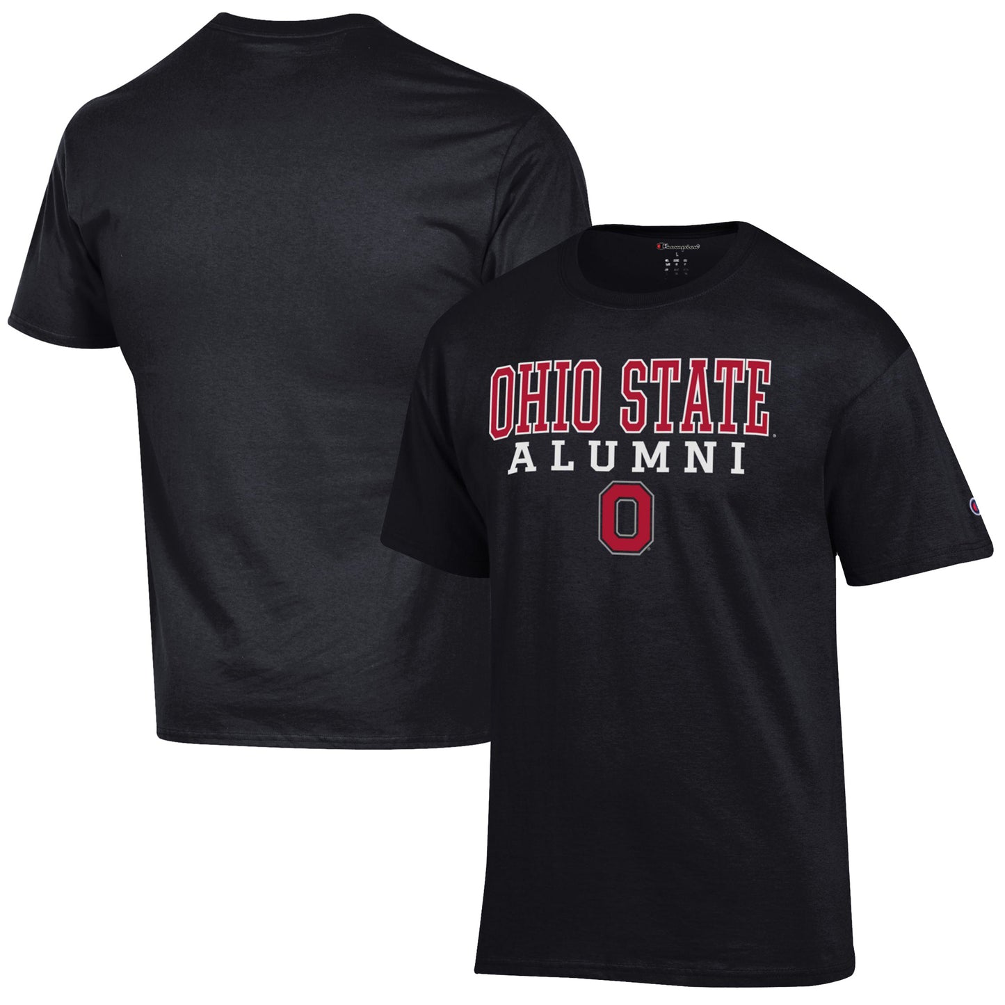 Men's Champion Black Ohio State Buckeyes Alumni Logo Stack T-Shirt