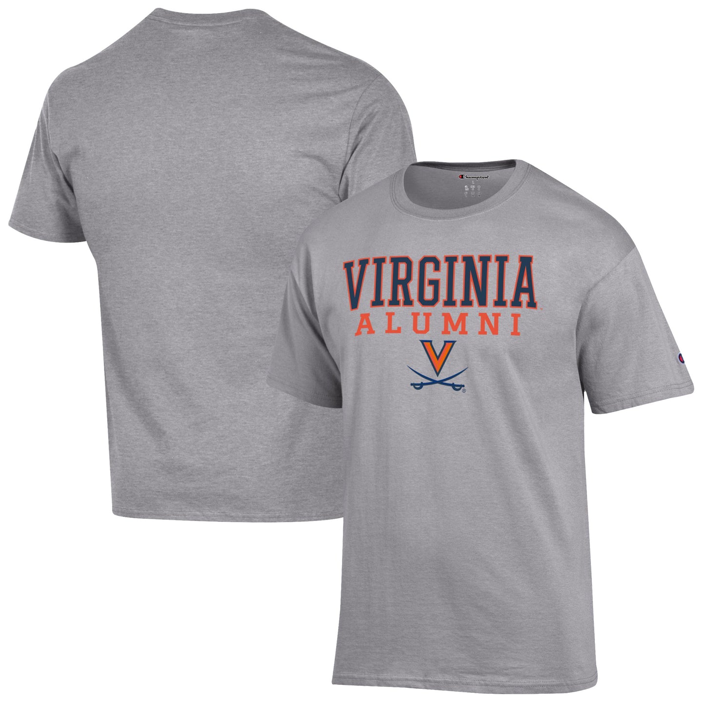 Men's Champion Gray Virginia Cavaliers Alumni Logo Stack T-Shirt