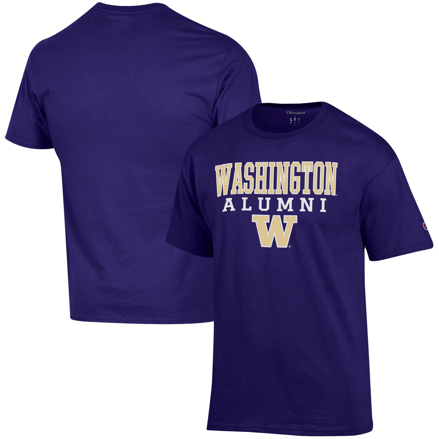 Men's Champion Purple Washington Huskies Alumni Logo Stack T-Shirt
