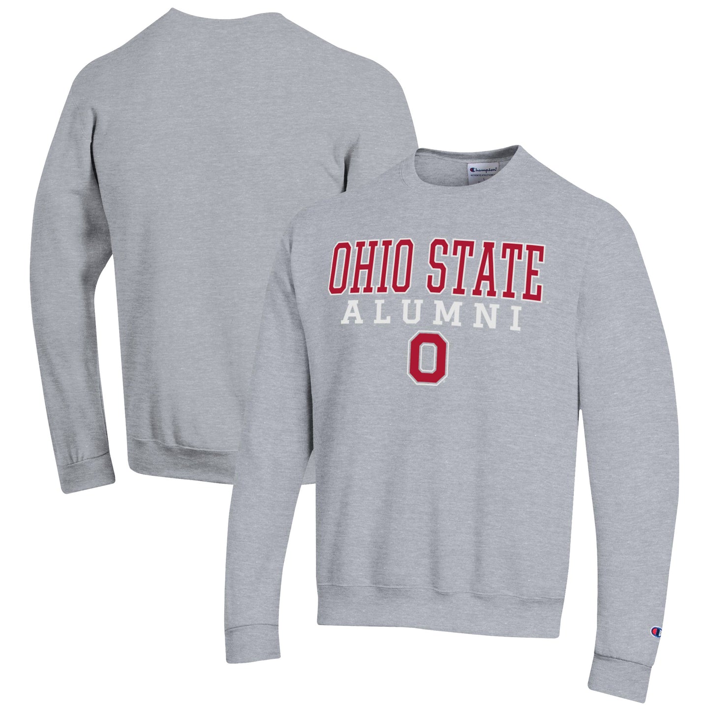 Men's Champion Gray Ohio State Buckeyes Alumni Logo Pullover Sweatshirt