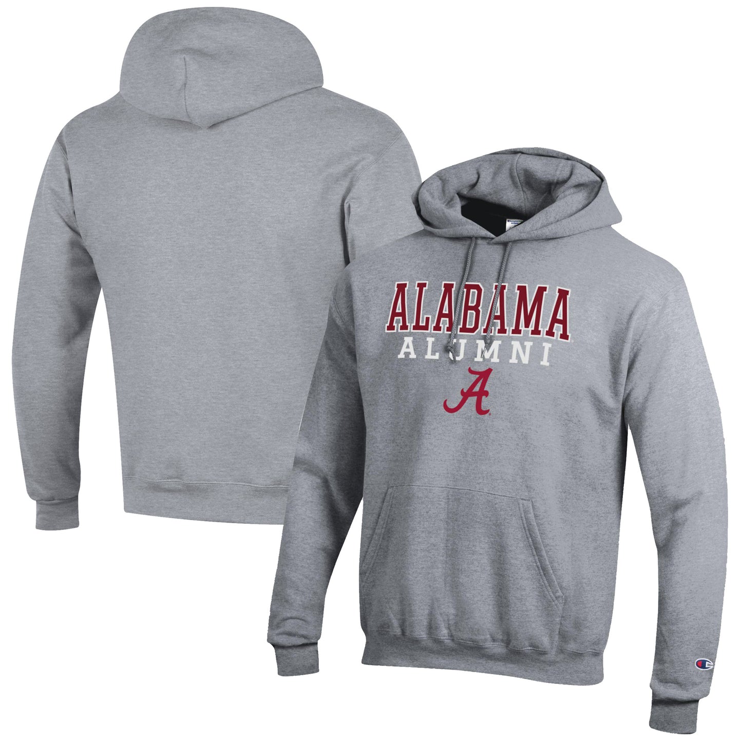 Men's Champion Gray Alabama Crimson Tide Alumni Logo Stack Pullover Hoodie
