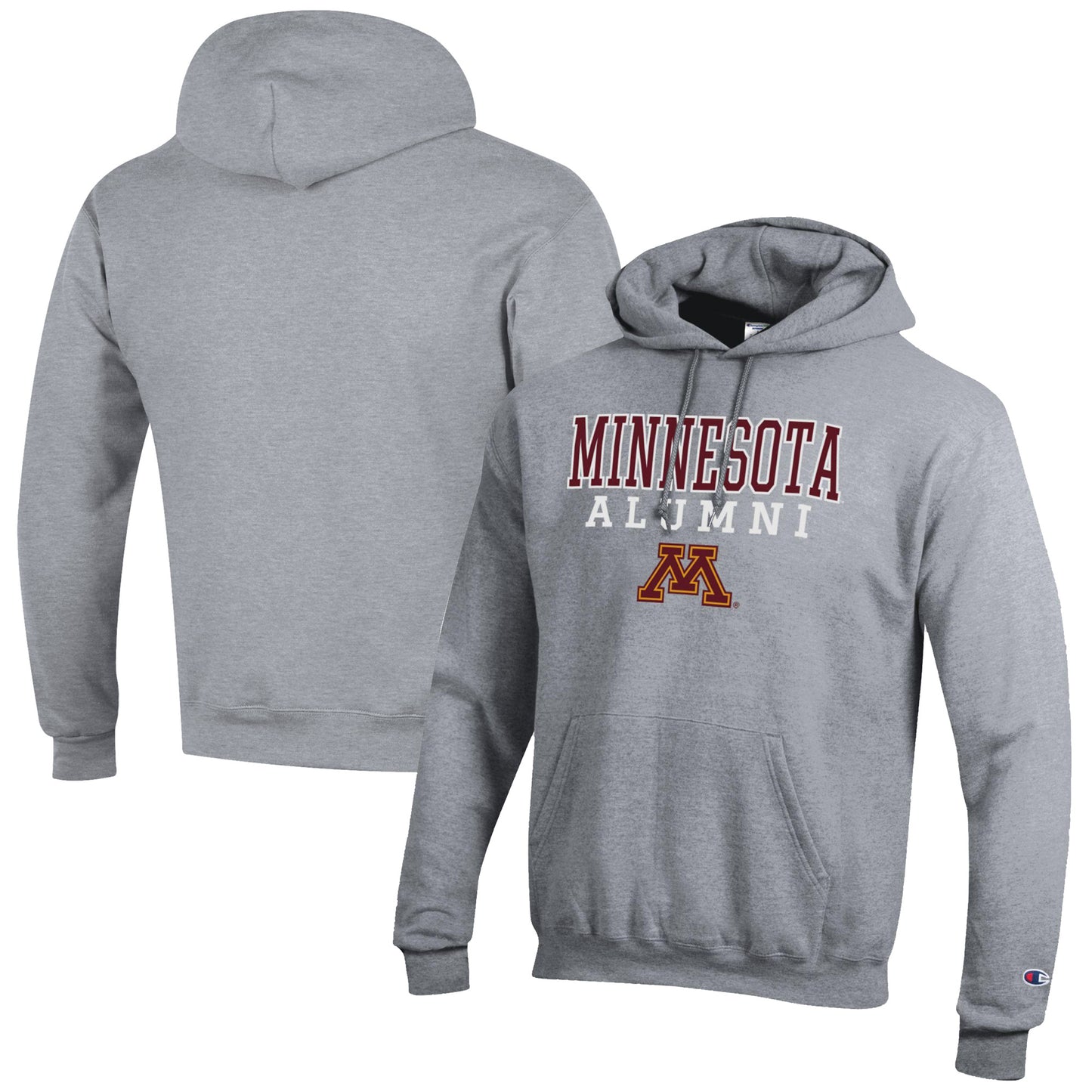 Men's Champion Gray Minnesota Golden Gophers Alumni Logo Stack Pullover Hoodie