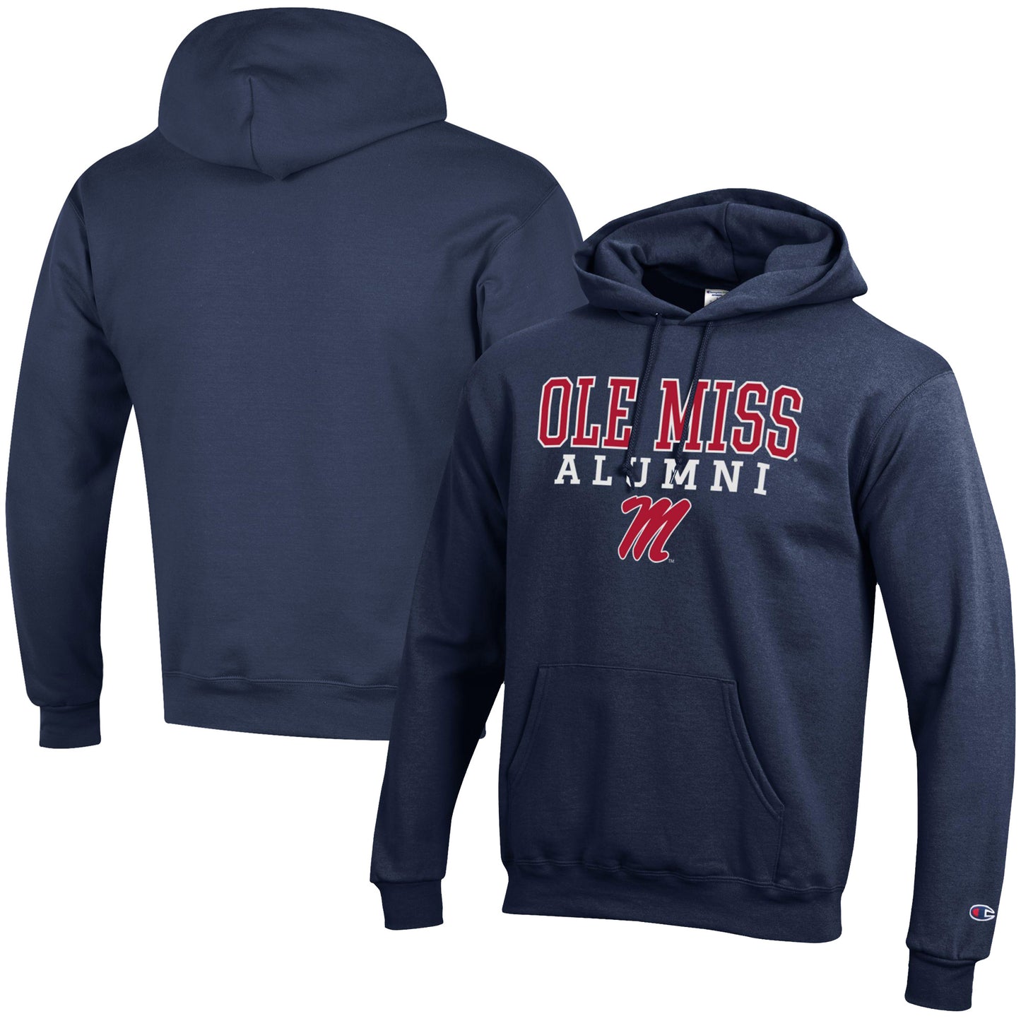Men's Champion Navy Ole Miss Rebels Alumni Logo Stack Pullover Hoodie