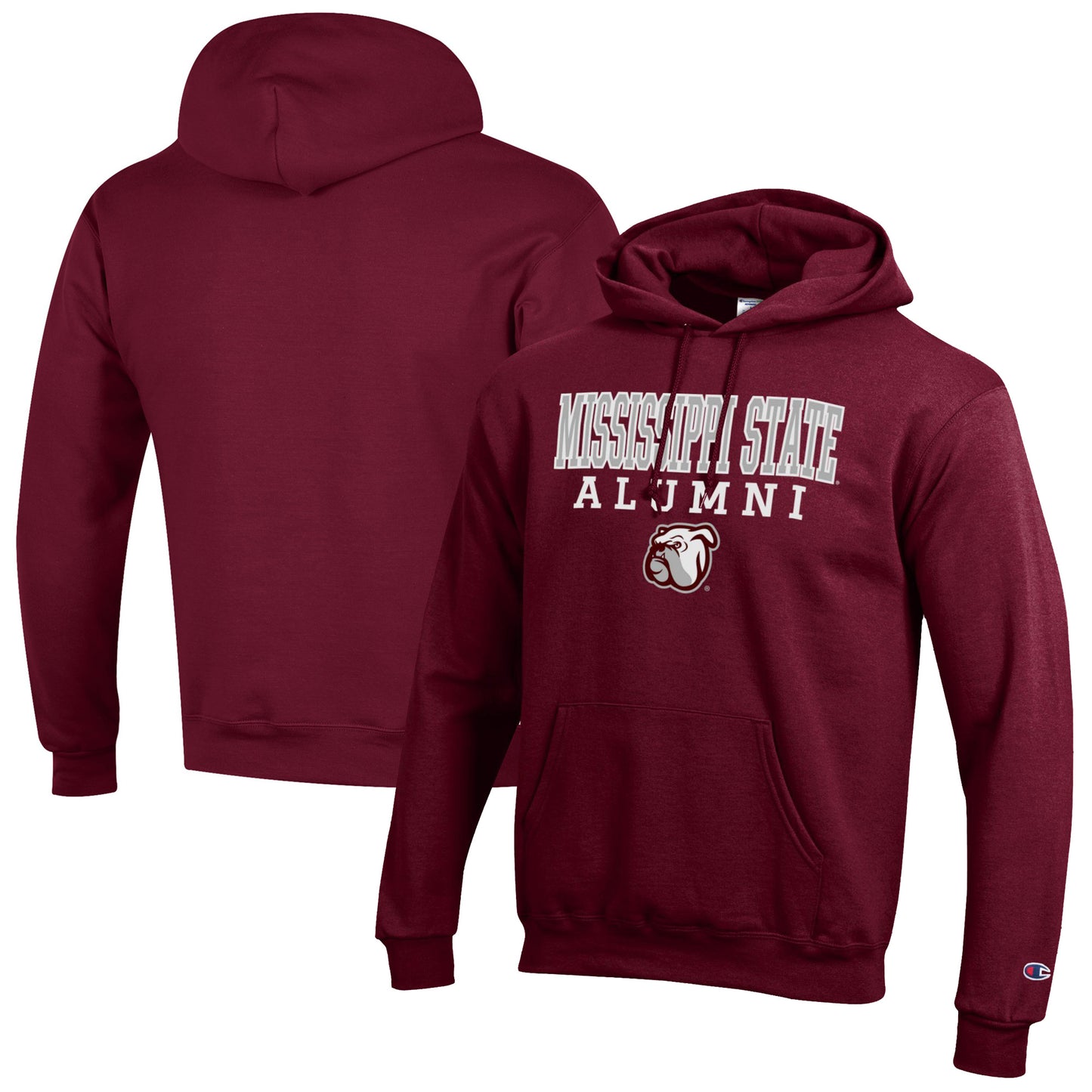 Men's Champion Maroon Mississippi State Bulldogs Alumni Logo Stack Pullover Hoodie