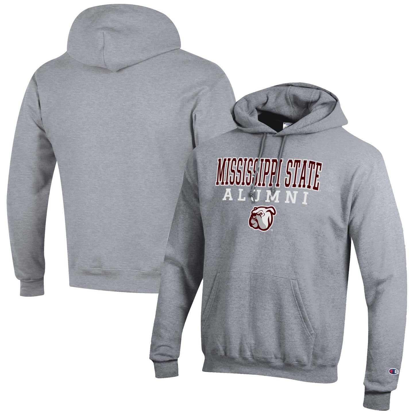Men's Champion Gray Mississippi State Bulldogs Alumni Logo Stack Pullover Hoodie