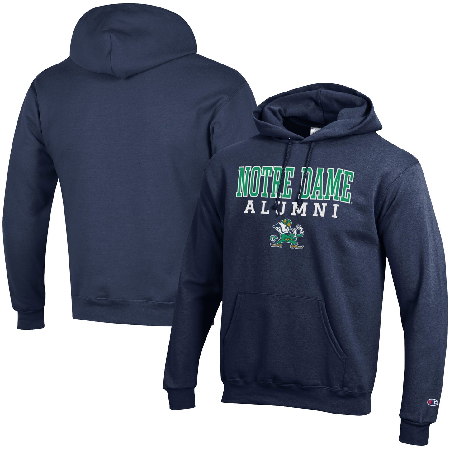 Men's Champion Navy Notre Dame Fighting Irish Alumni Logo Stack Pullover Hoodie