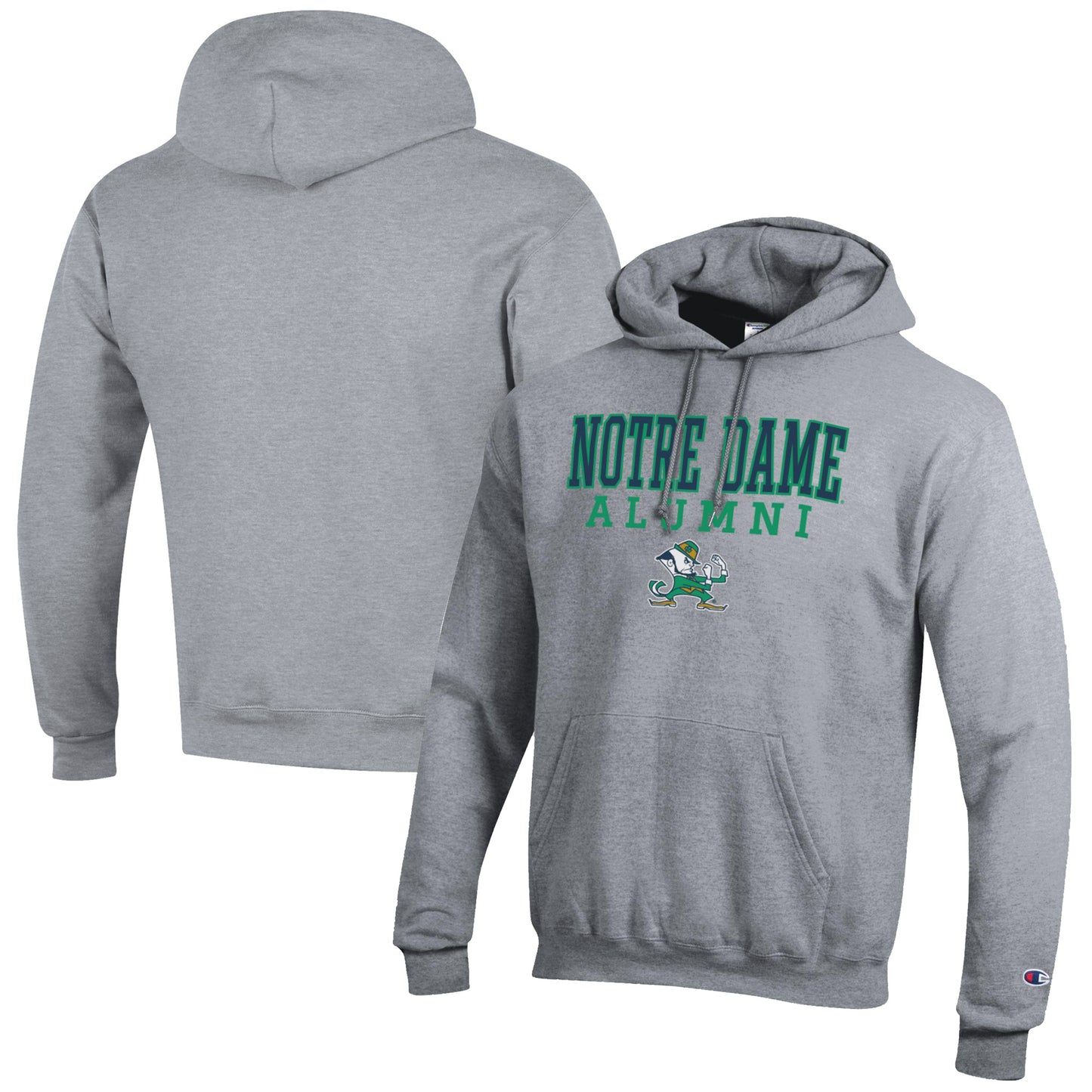 Men's Champion Gray Notre Dame Fighting Irish Alumni Logo Stack Pullover Hoodie