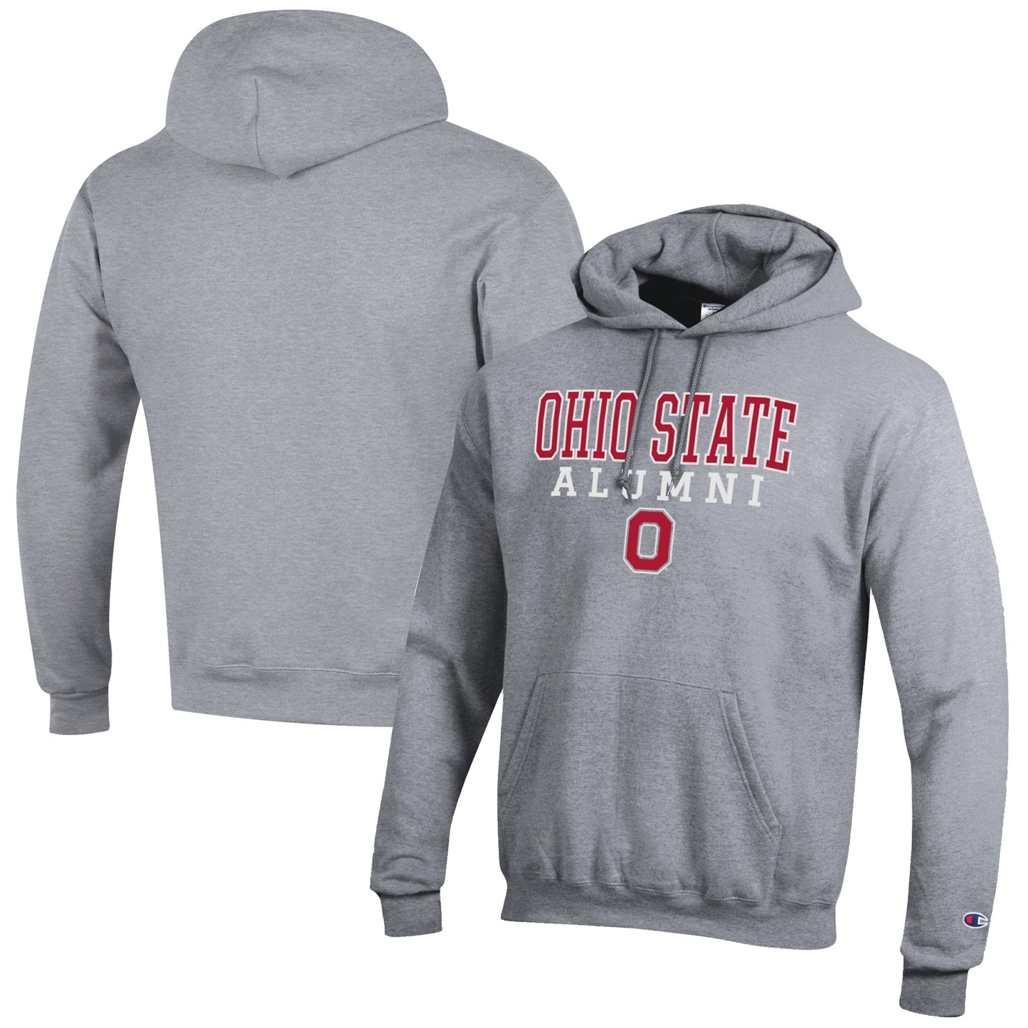 Men's Champion Gray Ohio State Buckeyes Alumni Logo Stack Pullover Hoodie