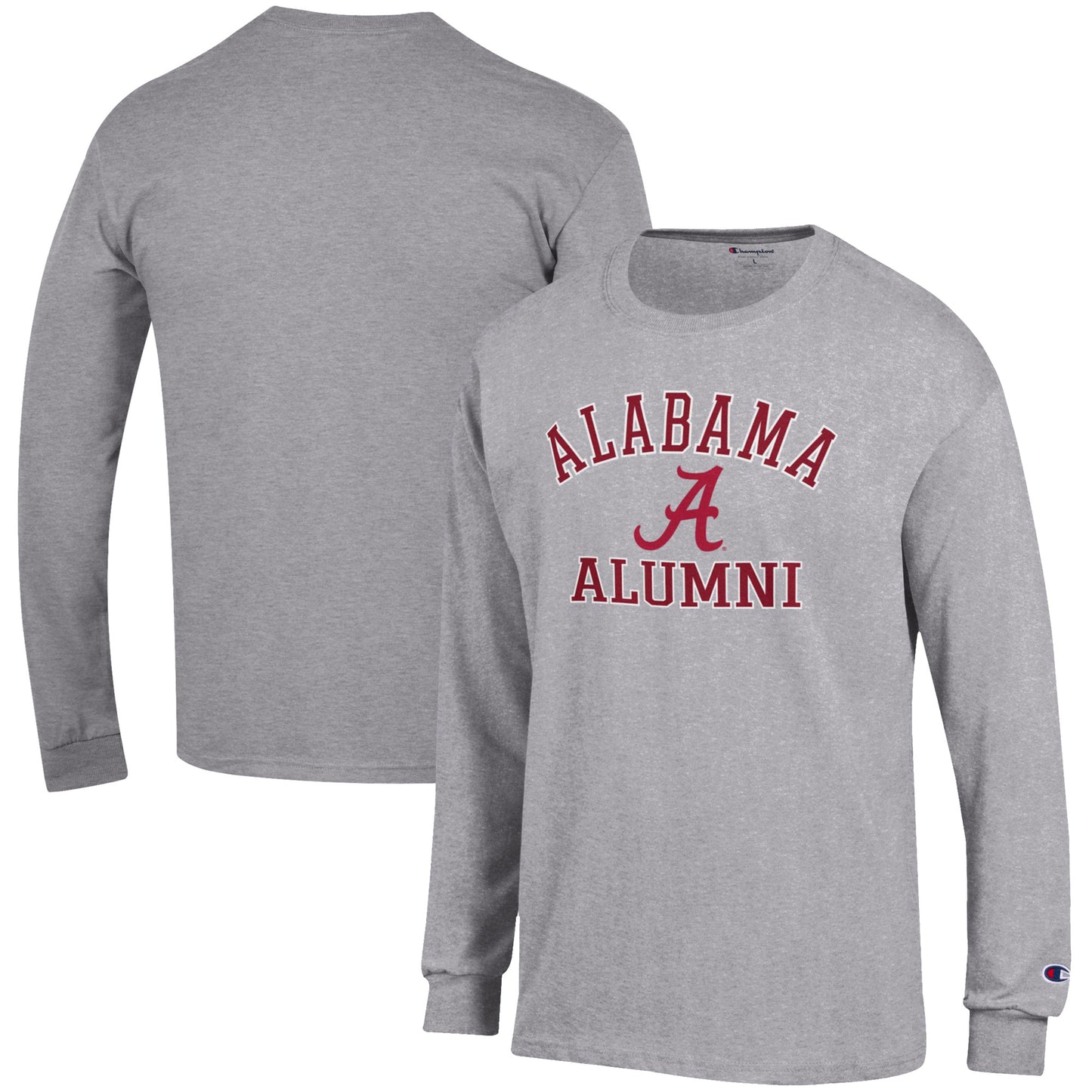 Men's Champion Gray Alabama Crimson Tide Alumni Logo Long Sleeve T-Shirt