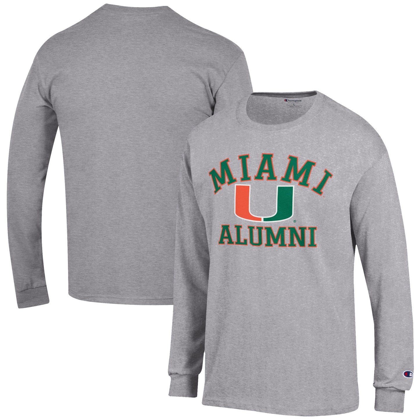 Men's Champion Gray Miami Hurricanes Alumni Logo Long Sleeve T-Shirt