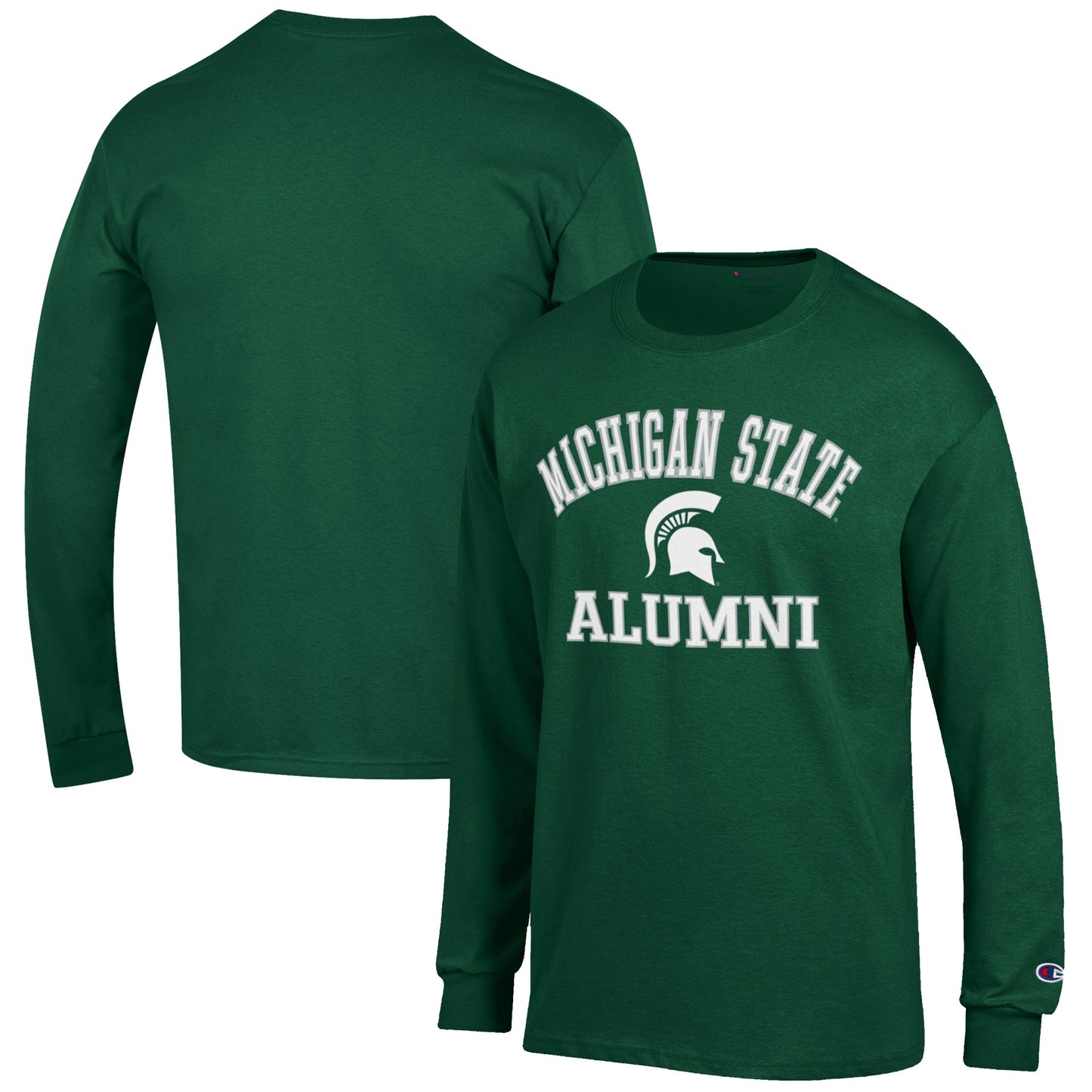 Men's Champion Green Michigan State Spartans Alumni Logo Long Sleeve T-Shirt