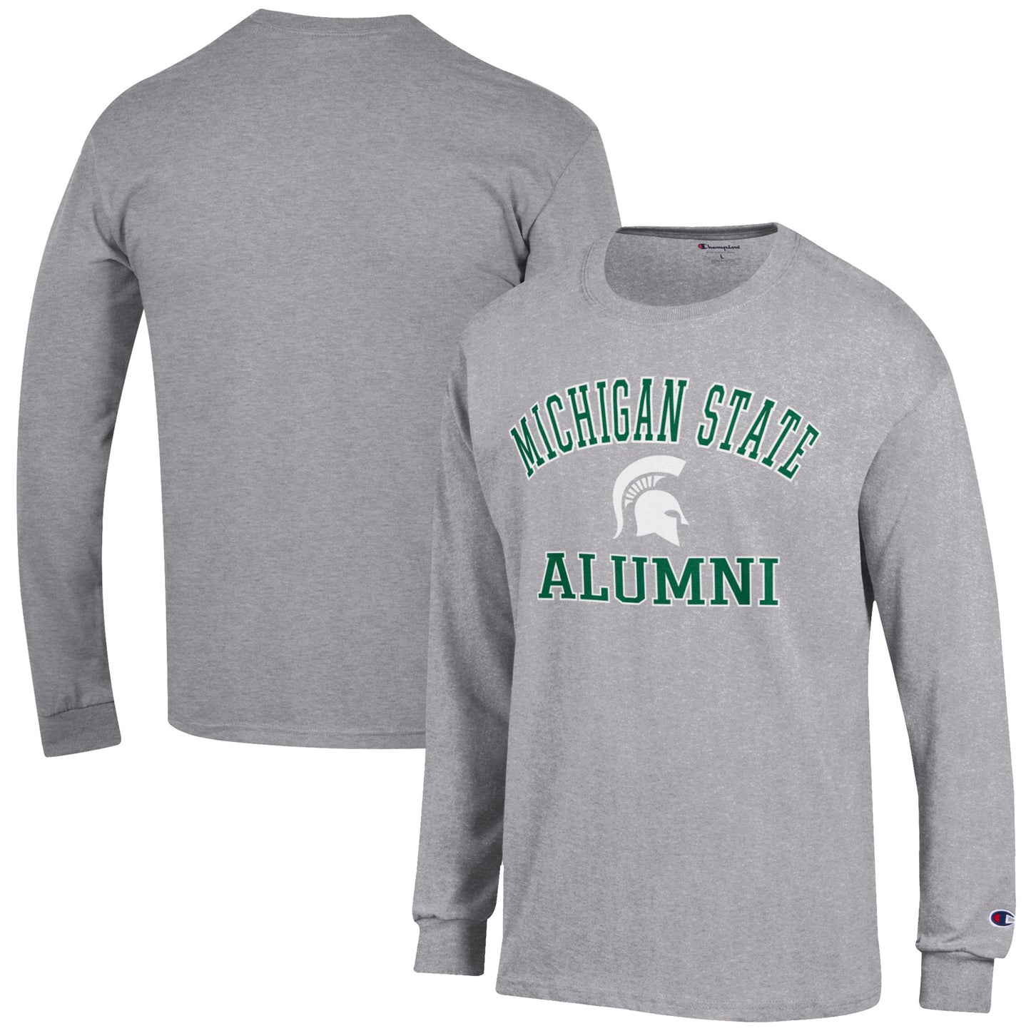 Men's Champion Gray Michigan State Spartans Alumni Logo Long Sleeve T-Shirt