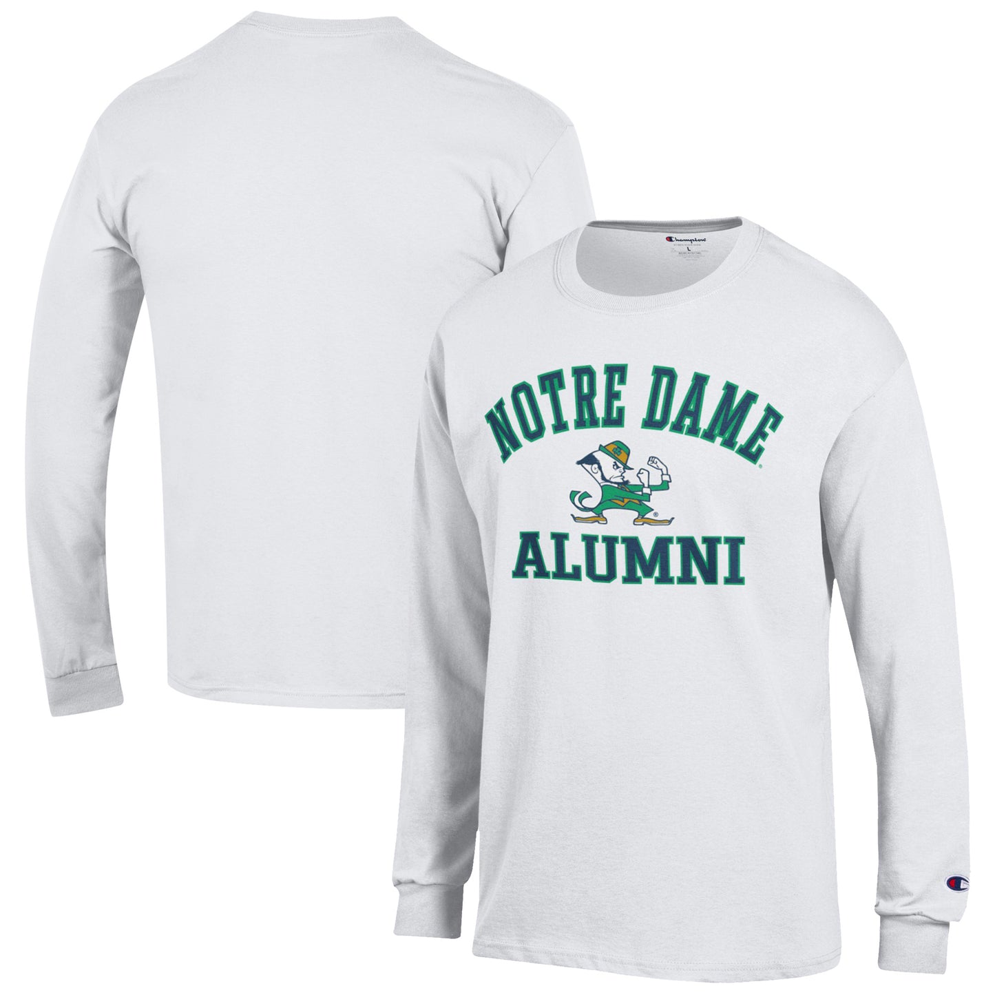 Men's Champion White Notre Dame Fighting Irish Alumni Logo Long Sleeve T-Shirt
