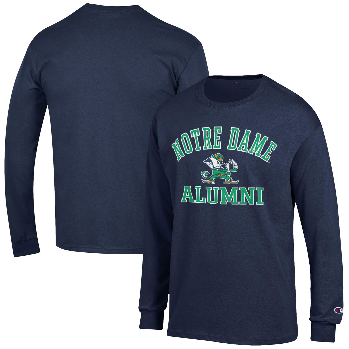 Men's Champion Navy Notre Dame Fighting Irish Alumni Logo Long Sleeve T-Shirt