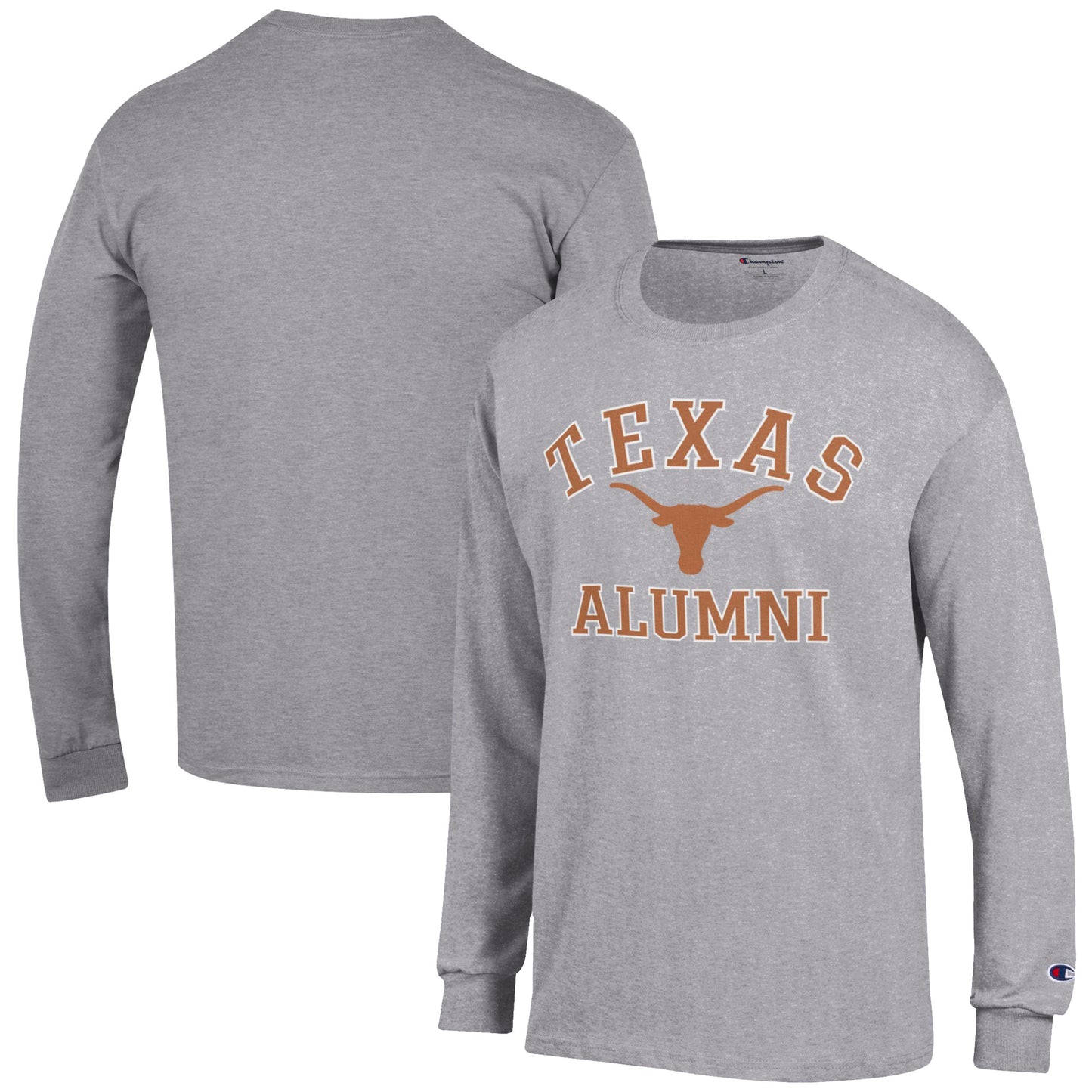 Men's Champion Gray Texas Longhorns Alumni Logo Long Sleeve T-Shirt