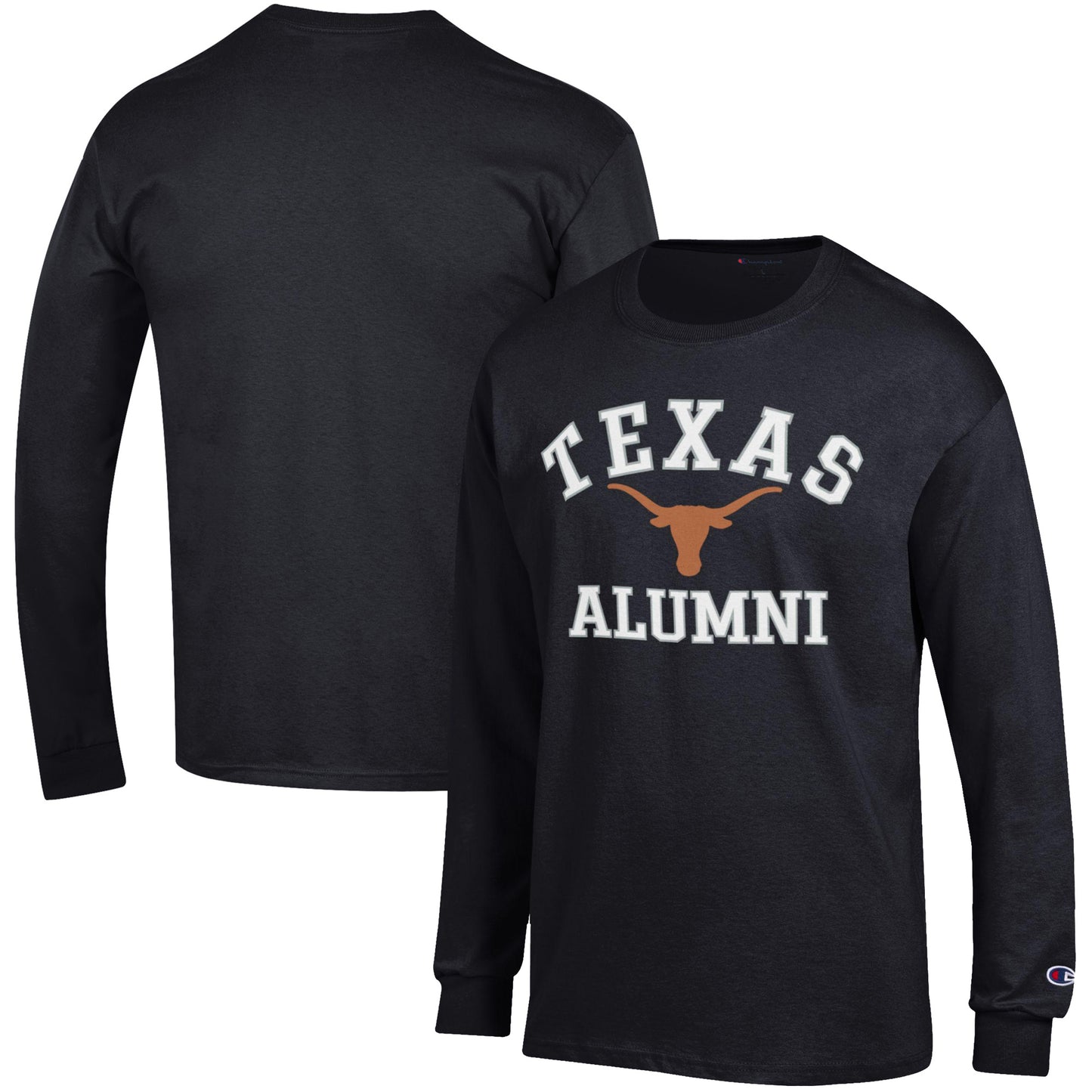Men's Champion Black Texas Longhorns Alumni Logo Long Sleeve T-Shirt