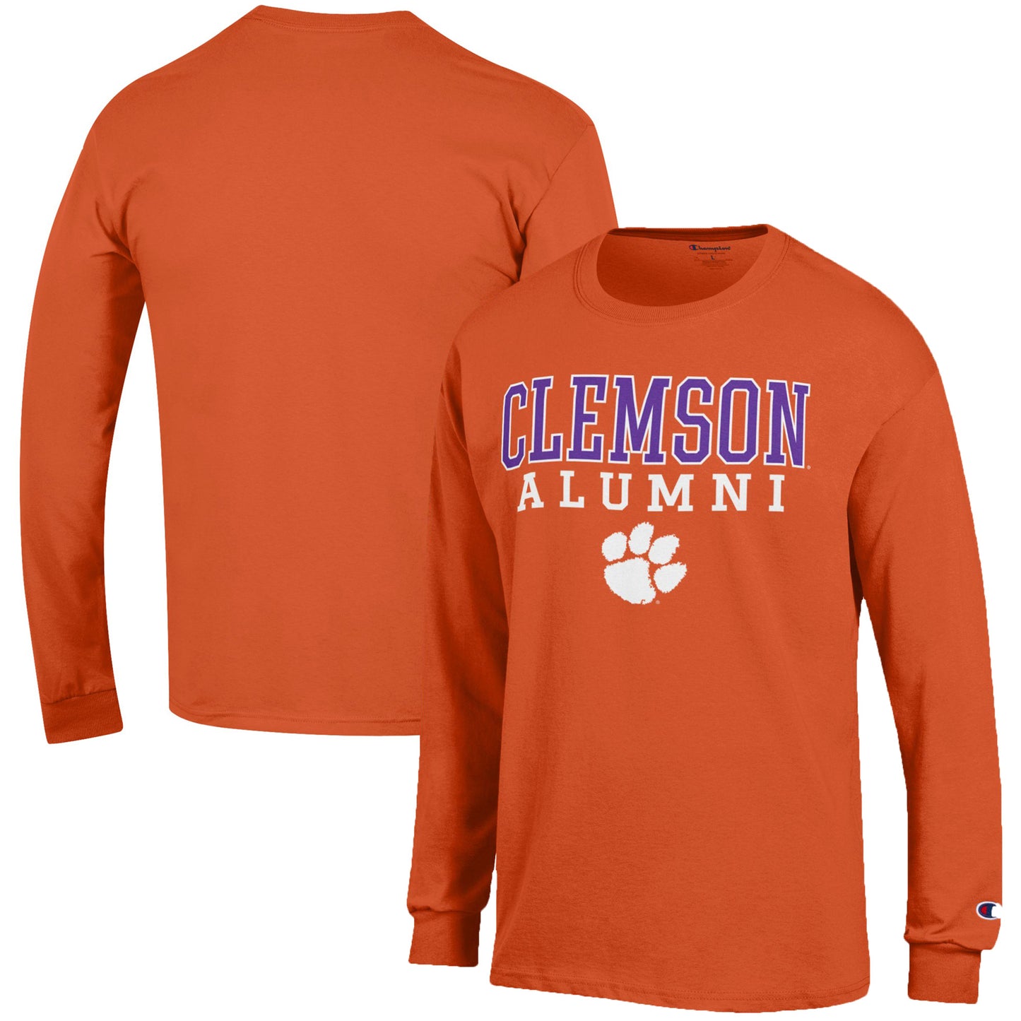 Men's Champion Orange Clemson Tigers Alumni Logo Stack Long Sleeve T-Shirt