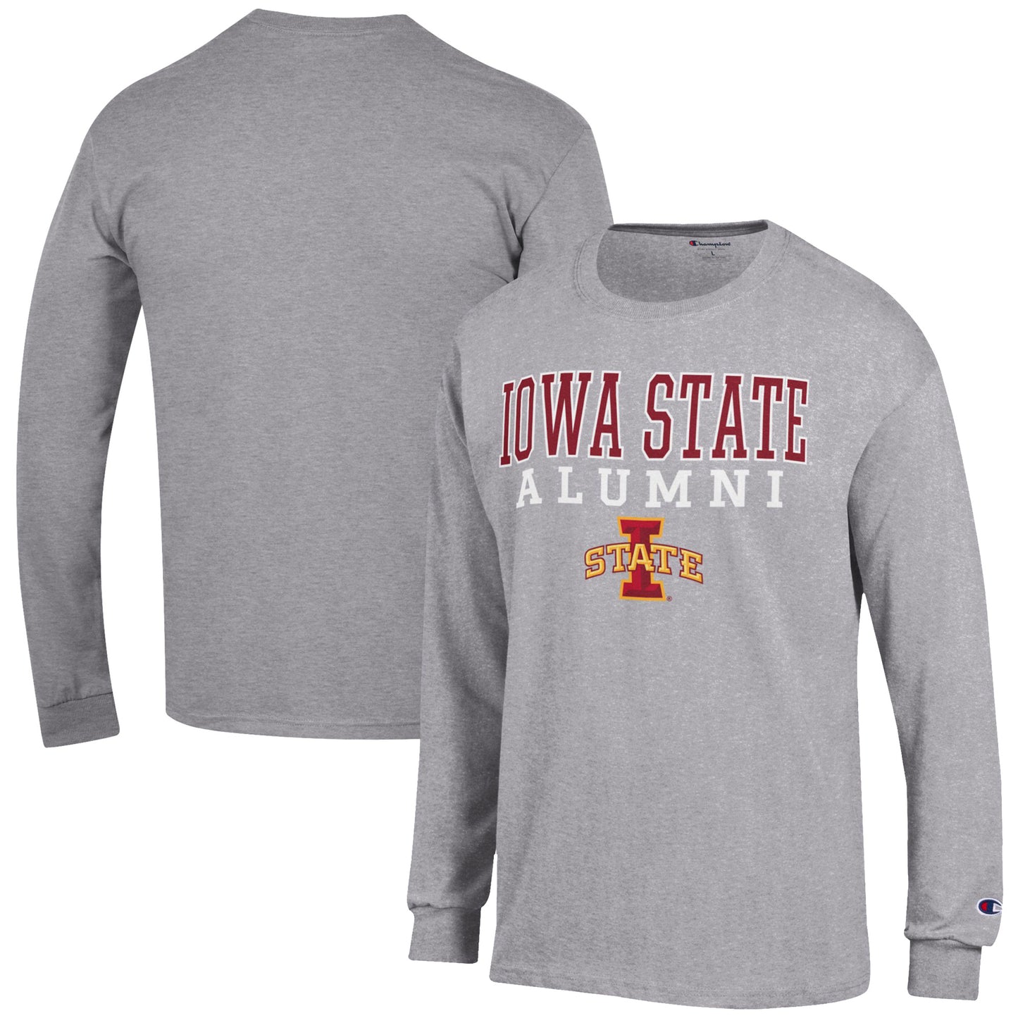 Men's Champion Gray Iowa State Cyclones Alumni Logo Stack Long Sleeve T-Shirt
