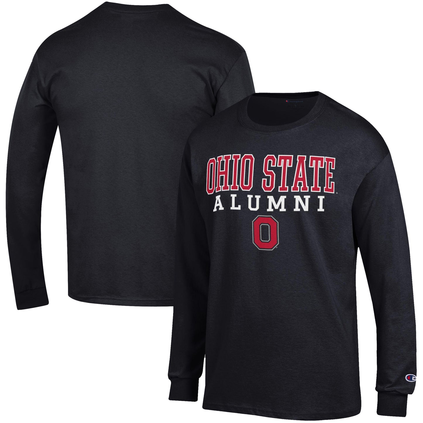 Men's Champion Black Ohio State Buckeyes Alumni Logo Stack Long Sleeve T-Shirt